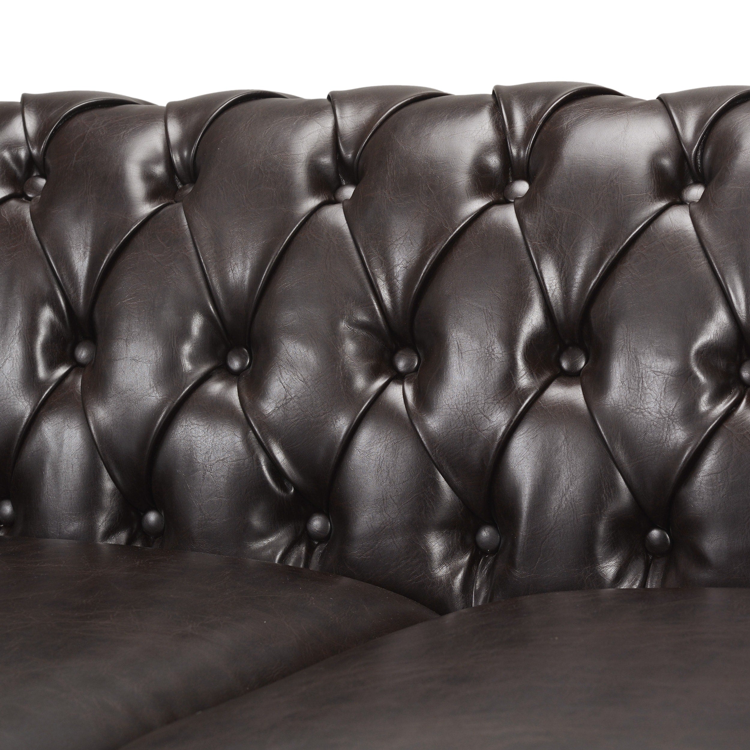 Parksley Tufted Chesterfield Faux Leather Sofa by Christopher Knight Home