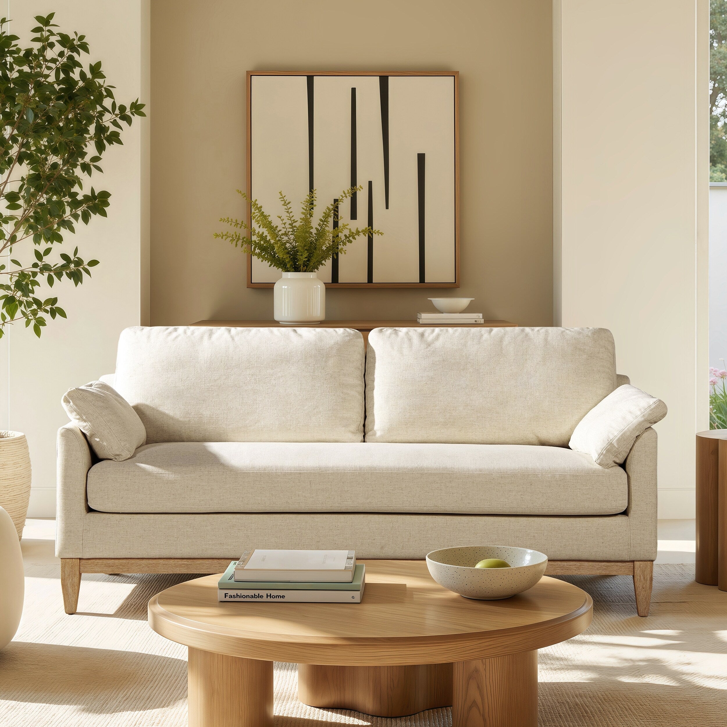 Pasadena 75.5 Velvet Modern Farmhouse Loose Pillow-Back Sofa