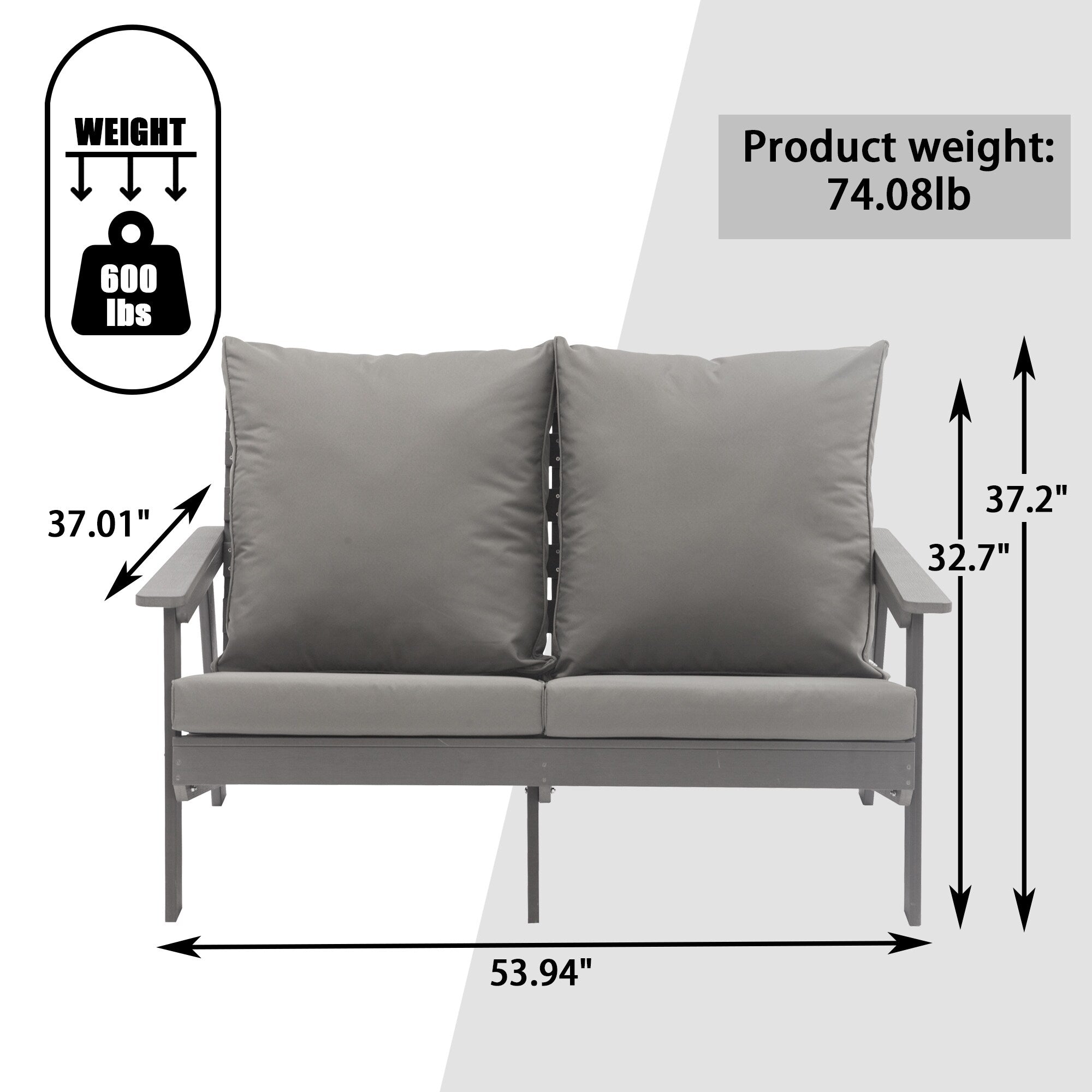 Patio Sofa Outdoor Loveseat Sofa 2-Seater