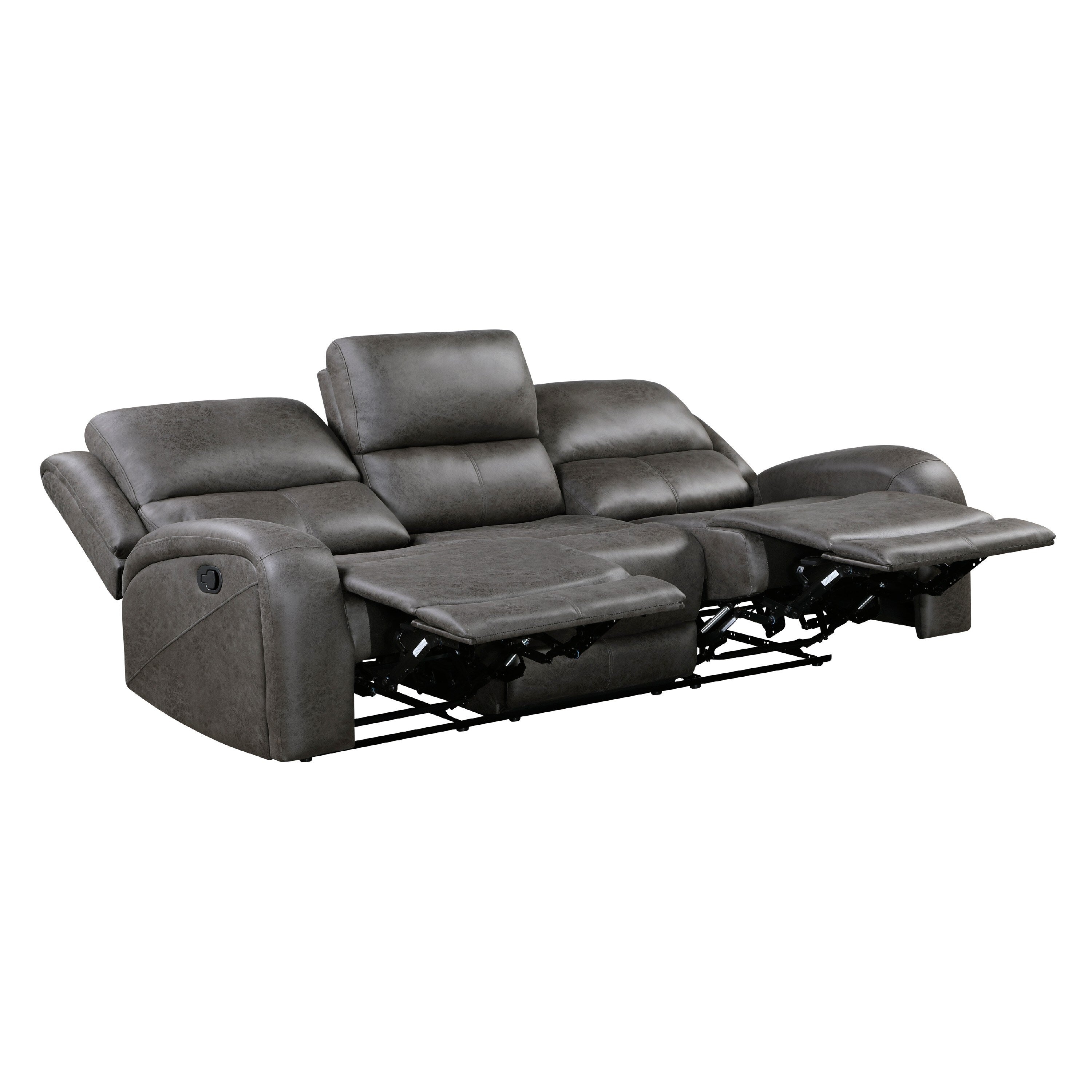 Patsy Manual Double Recliner Sofa, Gray Polished Microfiber 85 Inch