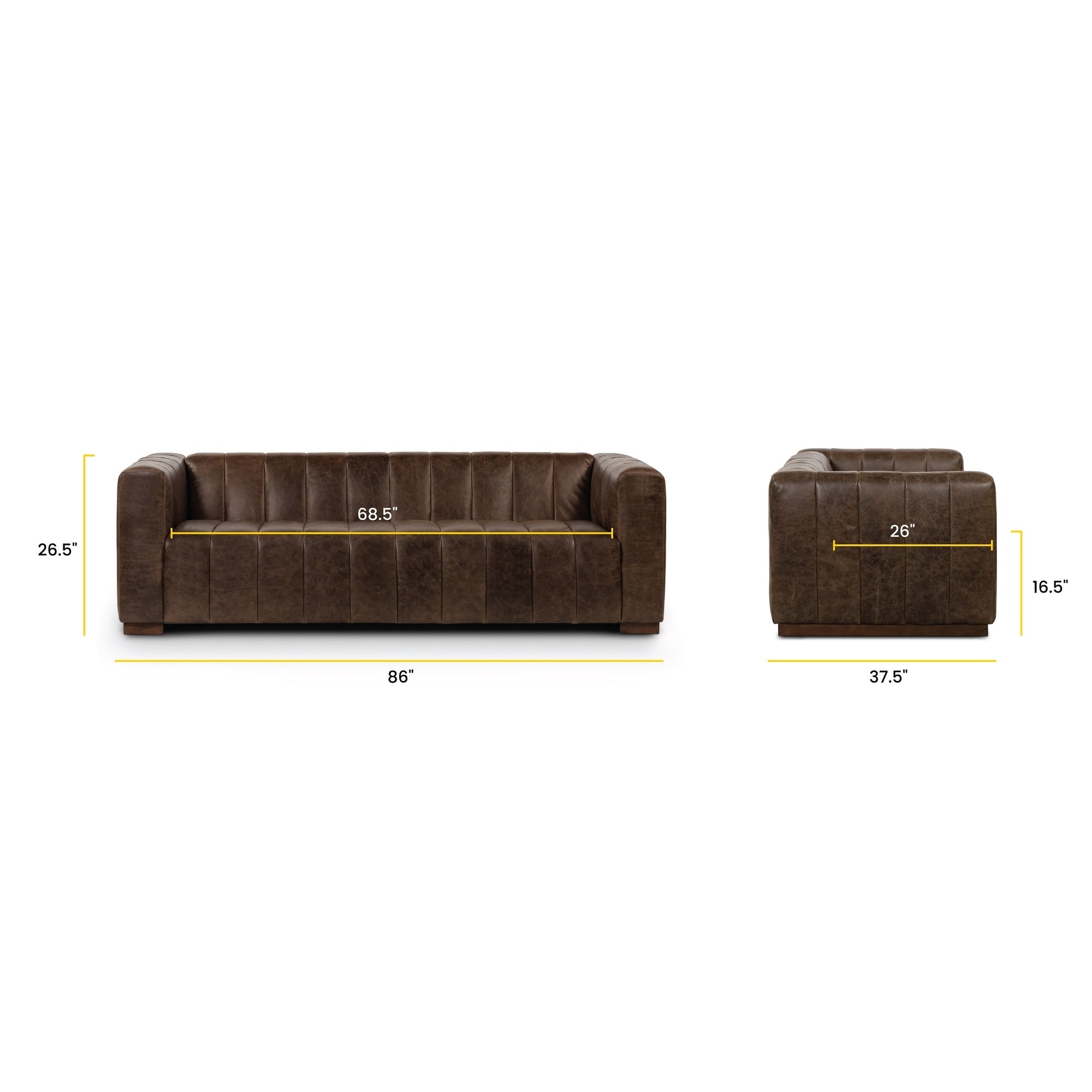 Poly & Bark Canale Sofa - Full Grain Genuine Italian Leather