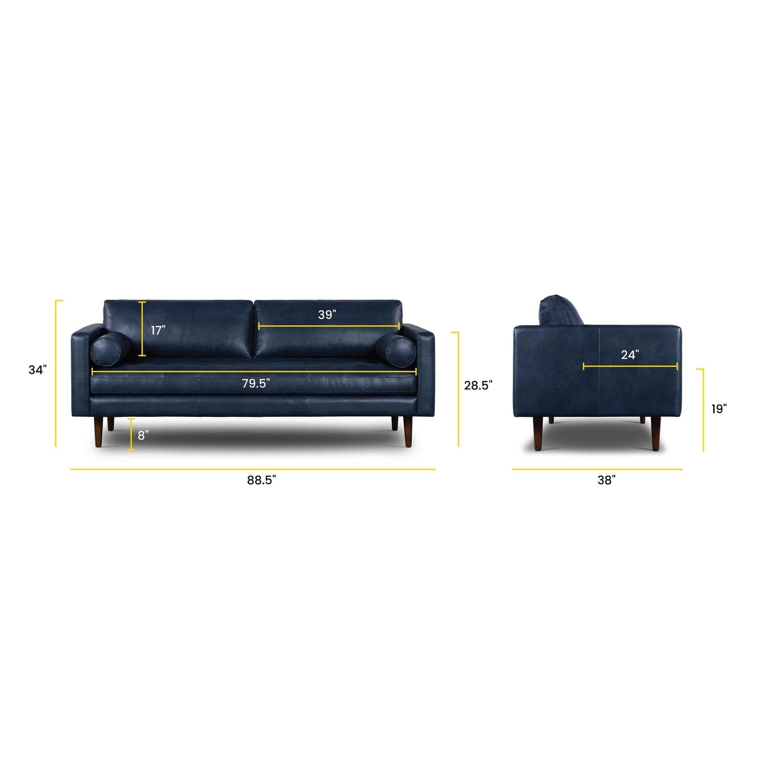 Poly & Bark Napa 88.5 Sofa - Genuine Italian Leather