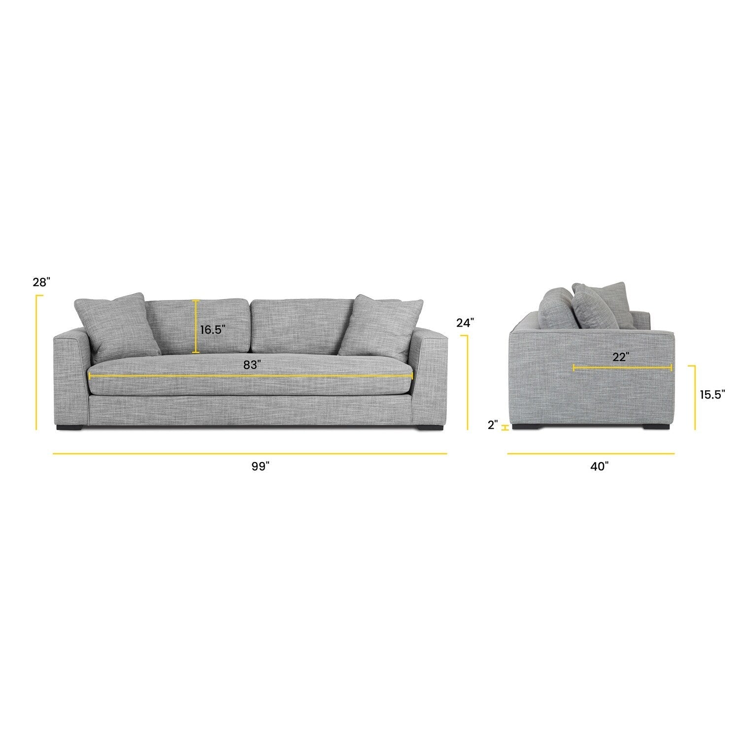 Poly & Bark Fabric Capri 99 Sofa - Performance Fabric (Stain and Spill Resistant)