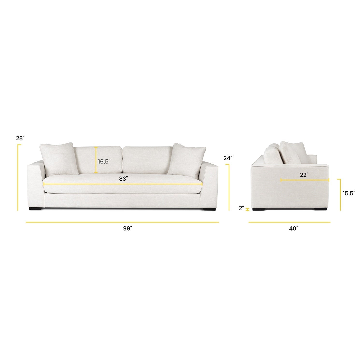 Poly & Bark Fabric Capri 99 Sofa - Performance Fabric (Stain and Spill Resistant)