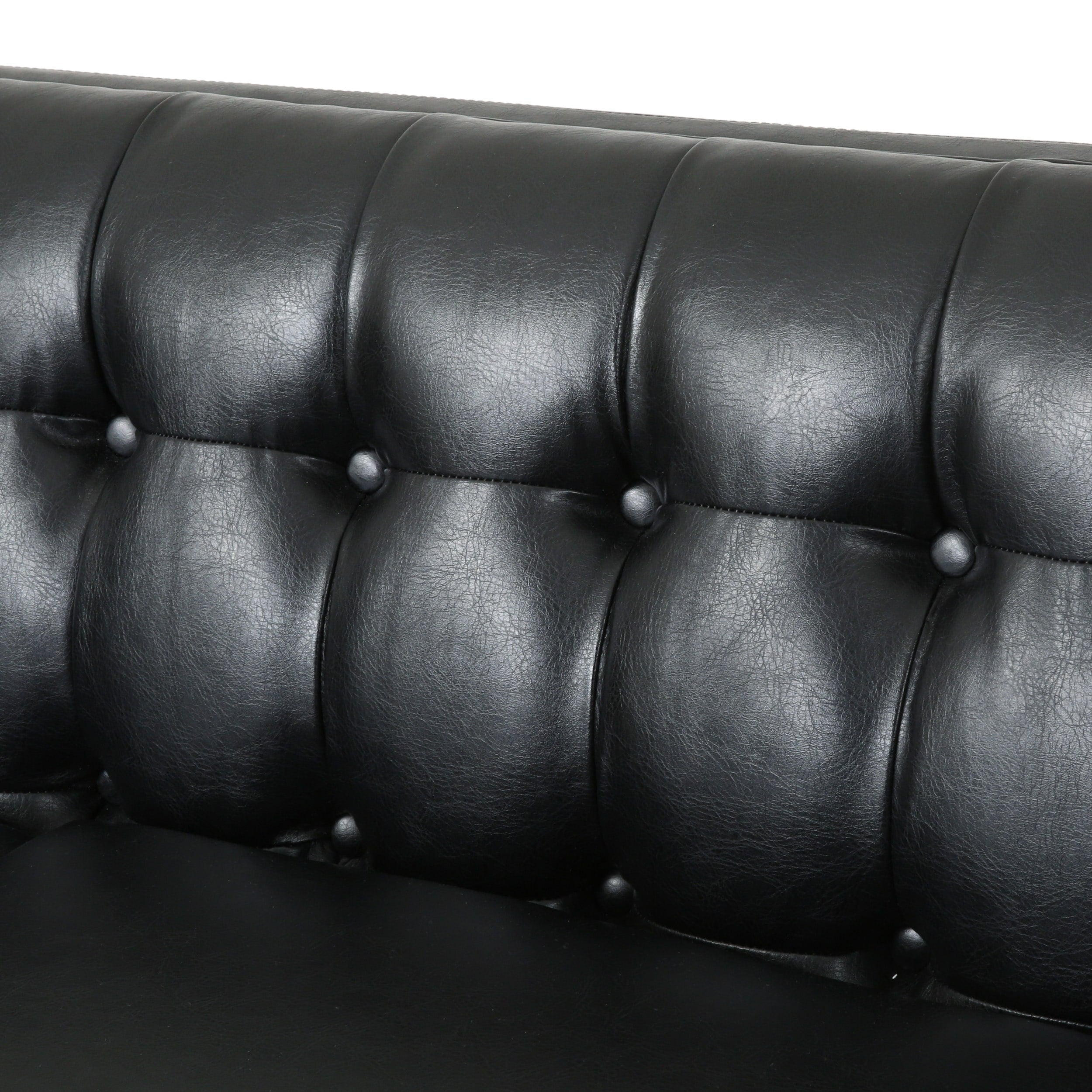 Pondway Faux Leather Tufted 3 Seater Sofa by Christopher Knight Home