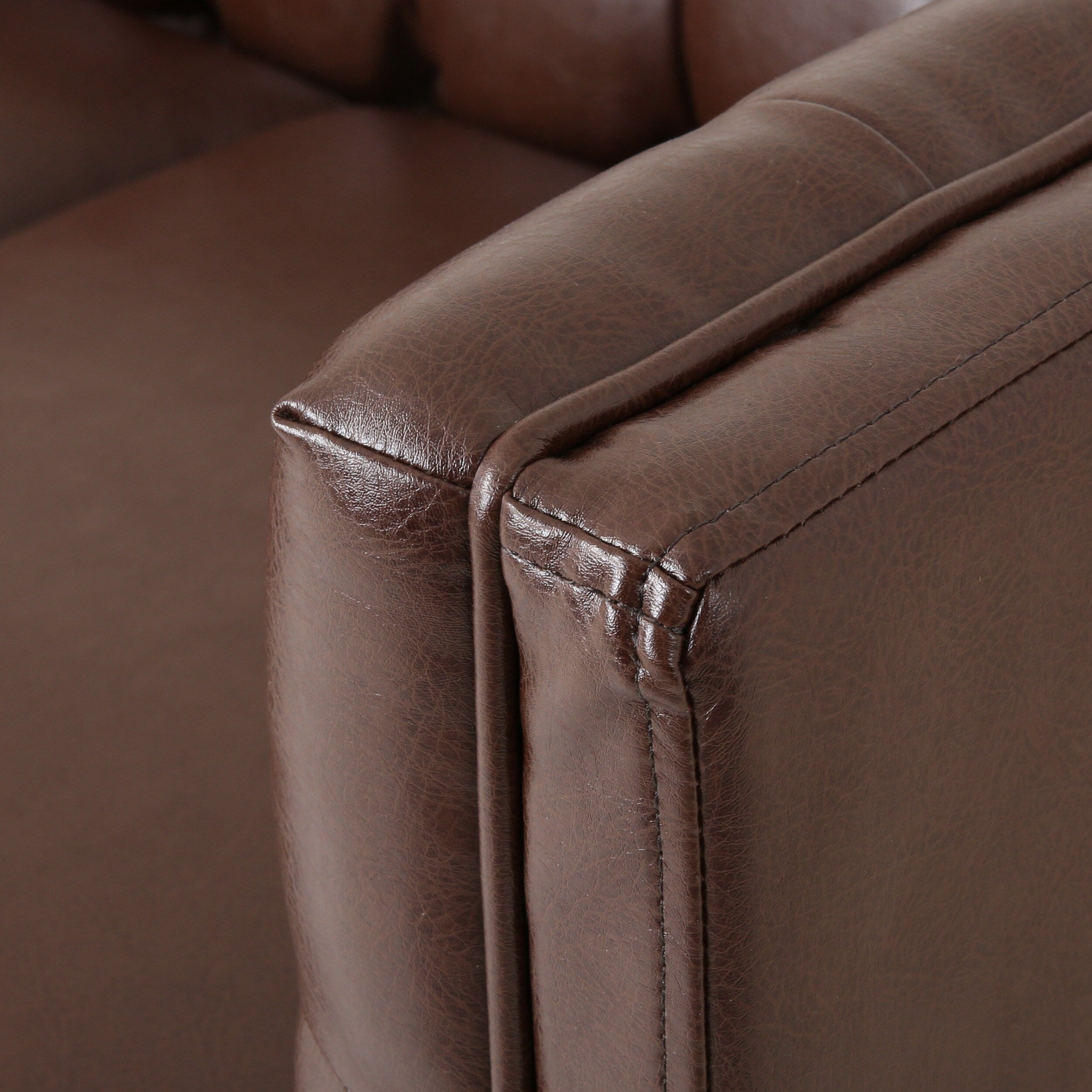 Pondway Faux Leather Tufted 3 Seater Sofa by Christopher Knight Home