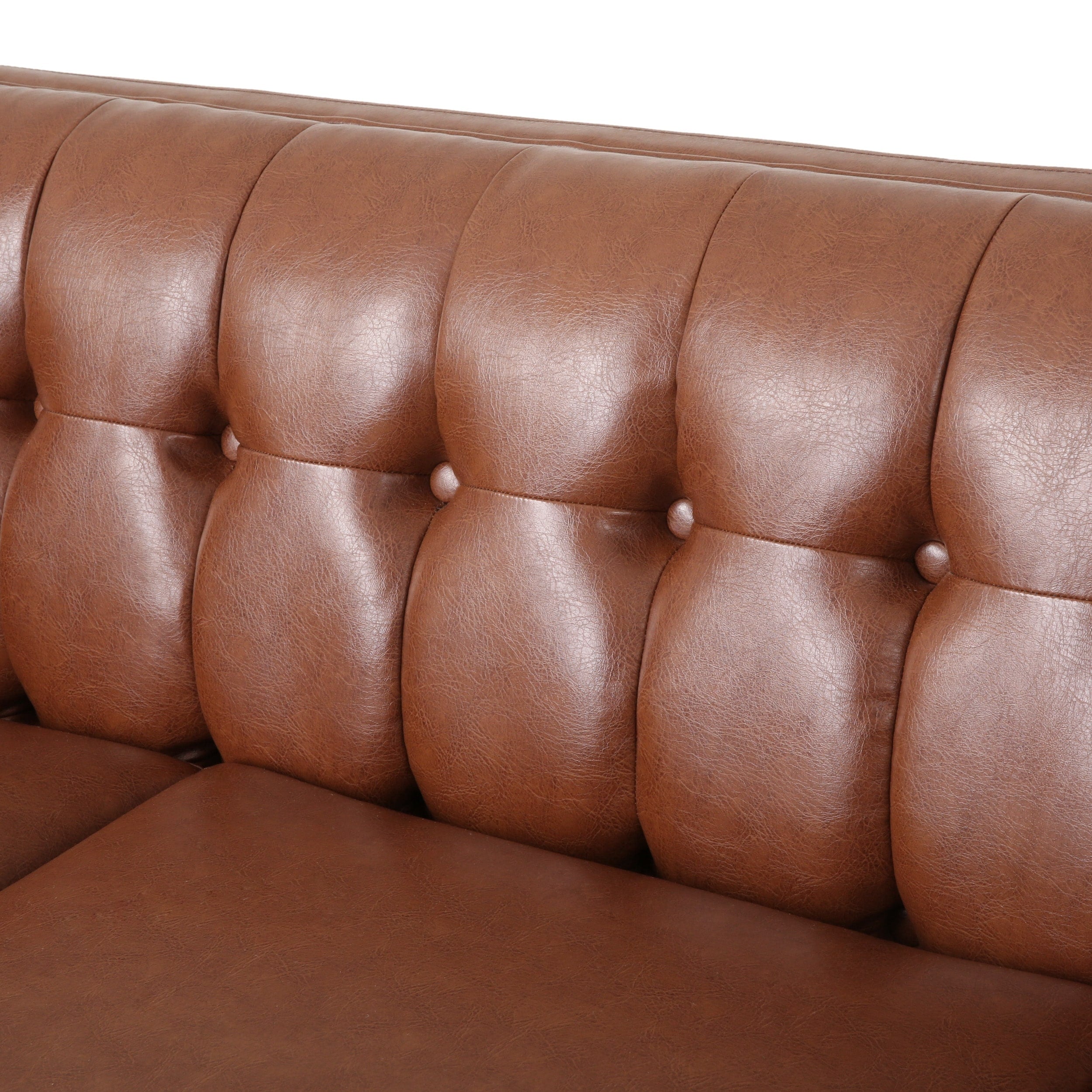 Pondway Faux Leather Tufted 3 Seater Sofa by Christopher Knight Home