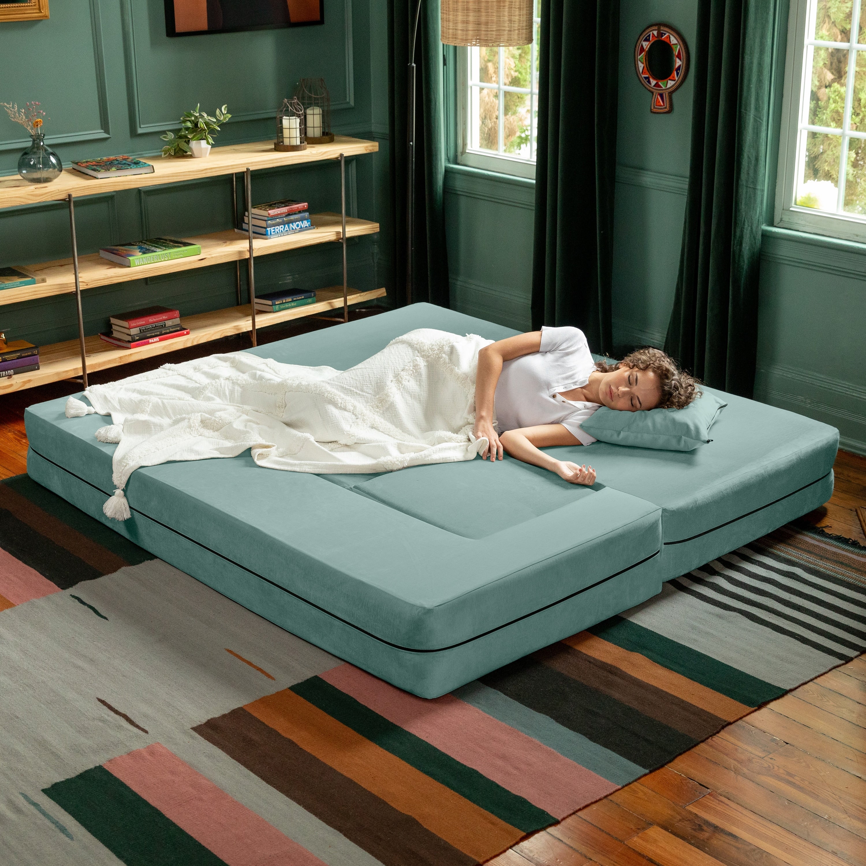 Porch & Den California King Convertible Sleeper Sofa and Ottomans