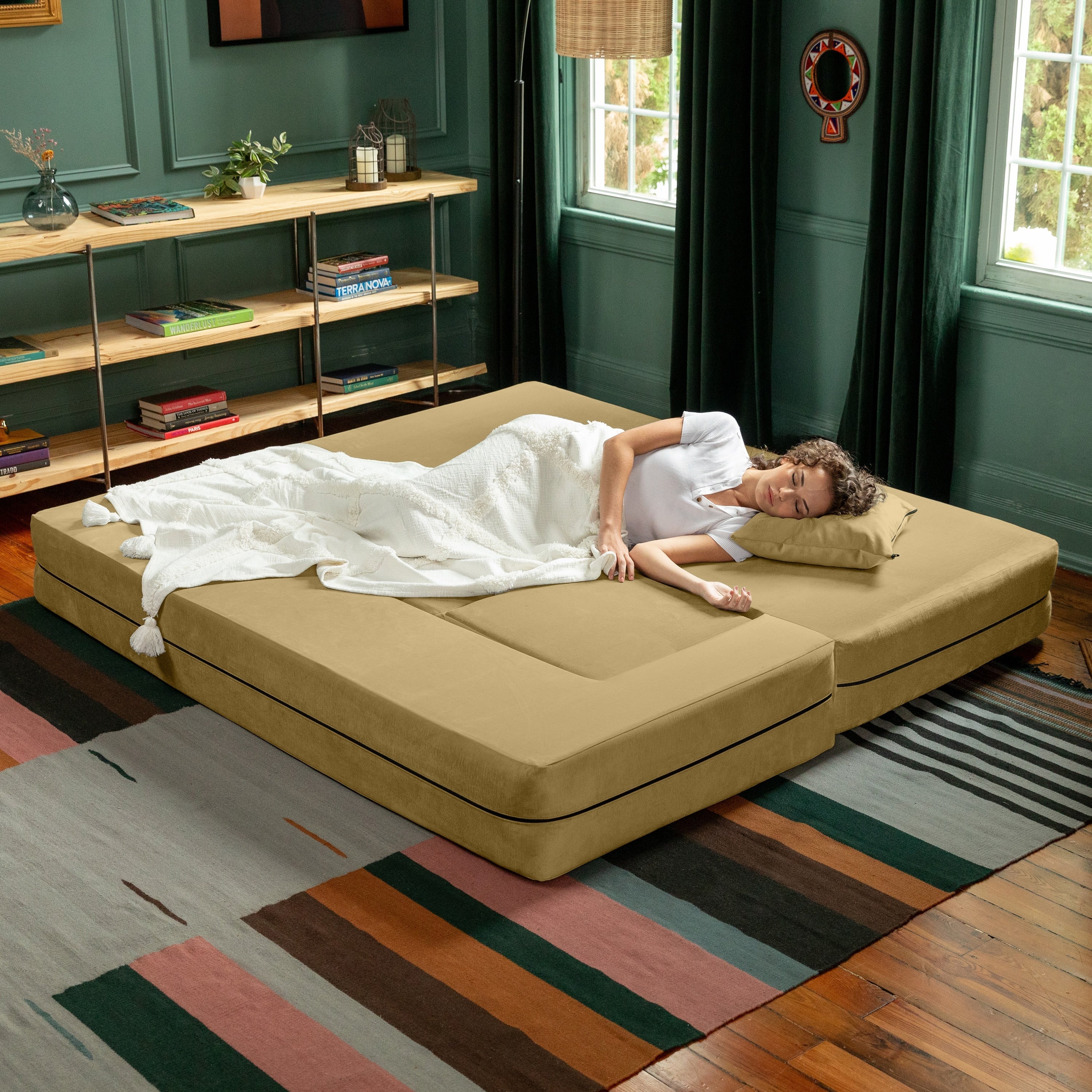 Porch & Den California King Convertible Sleeper Sofa and Ottomans
