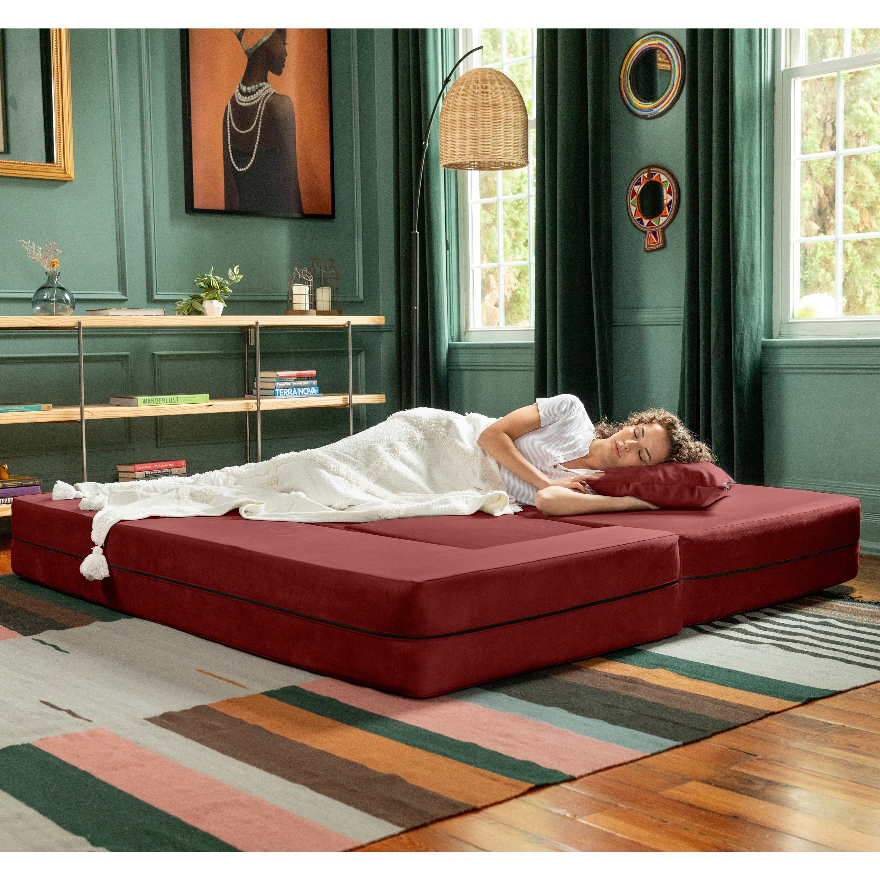 Porch & Den California King Convertible Sleeper Sofa and Ottomans