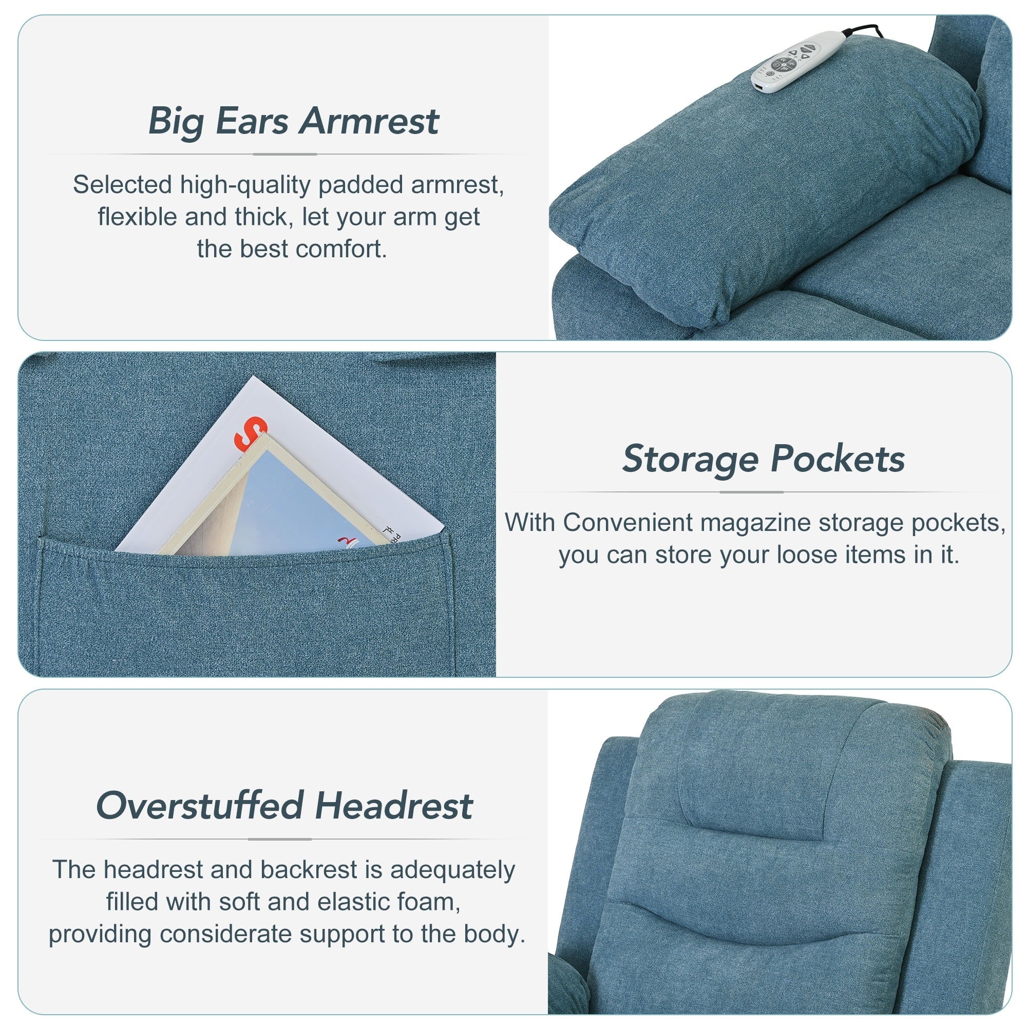 Power Lift Chair with Adjustable Massage and Heating Function