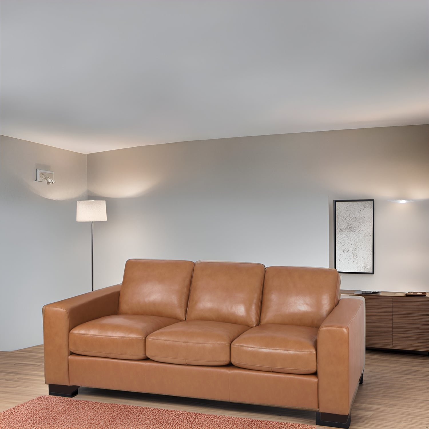 Premium Genuine Leather 3-Seater Sofa with Deep Plush Seating and Goose Feather Cushions for Ultimate Comfort
