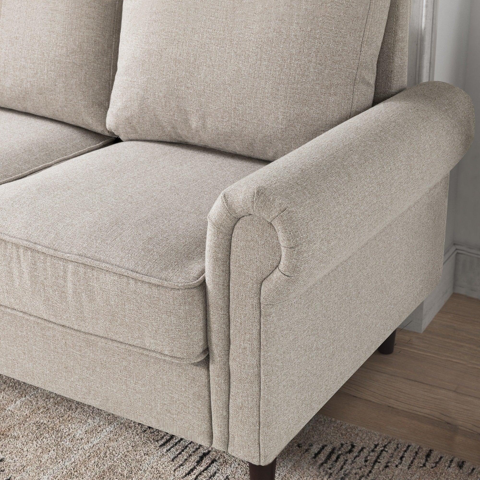 Priage by ZINUS Oatmeal Beige Upholstered Madison Sofa