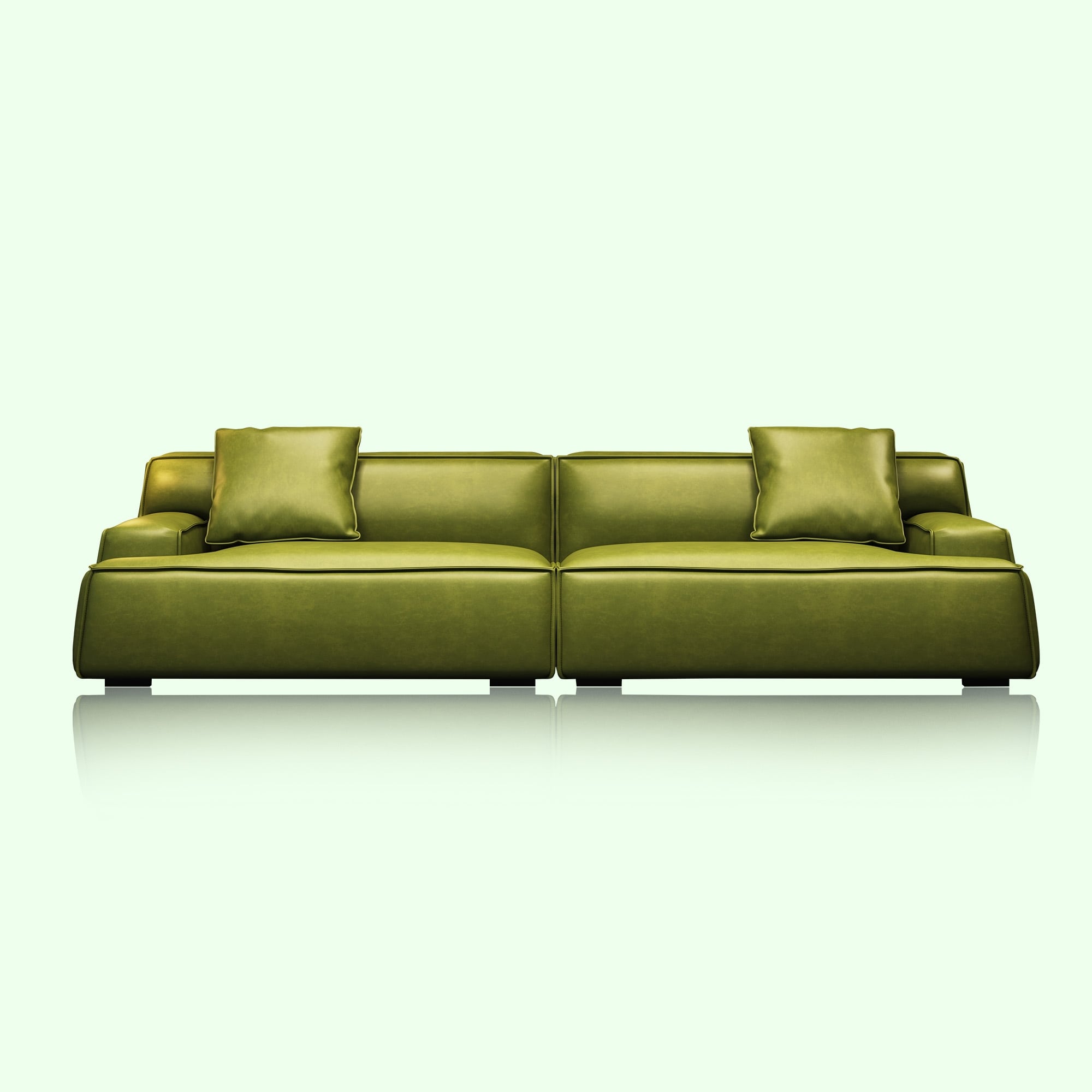 Recessed Arms Couch Leather Upholstered Sofa for Living Room-110.2W - 110.2 x 28.35