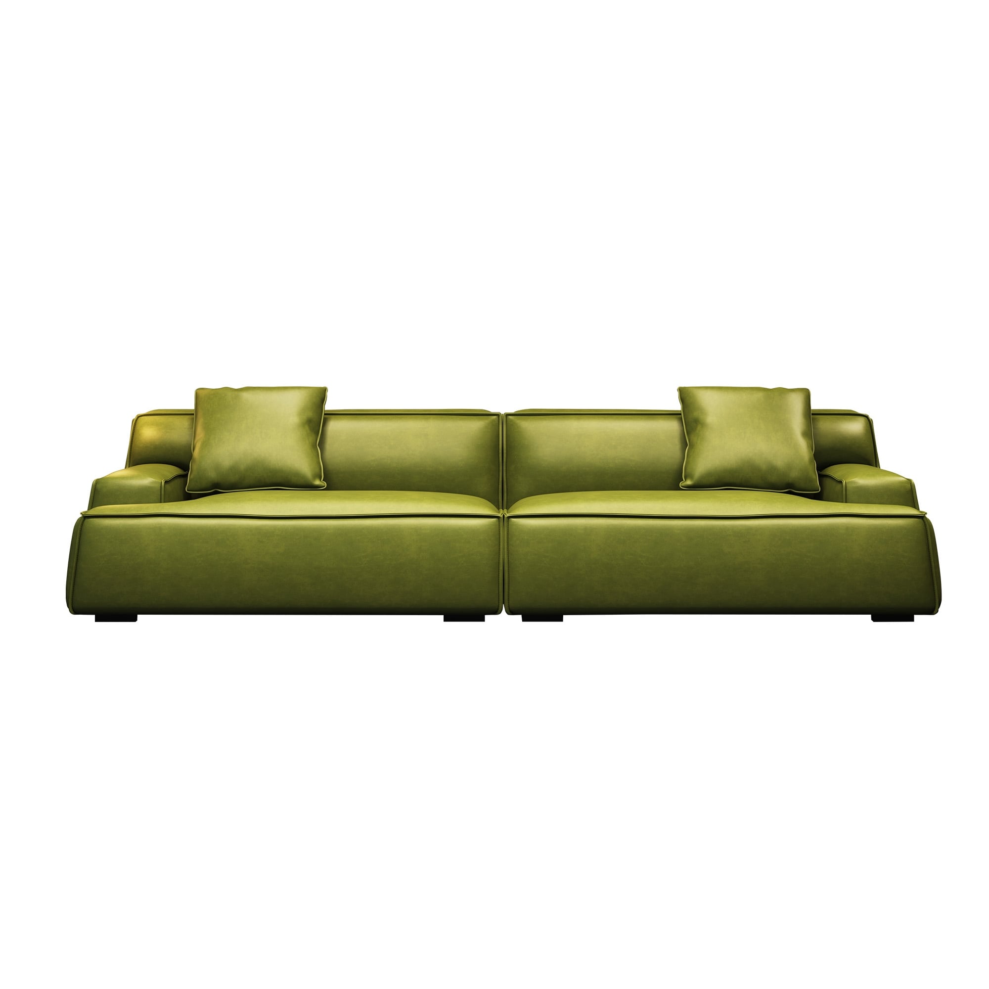 Recessed Arms Couch Leather Upholstered Sofa for Living Room-110.2W - 110.2 x 28.35