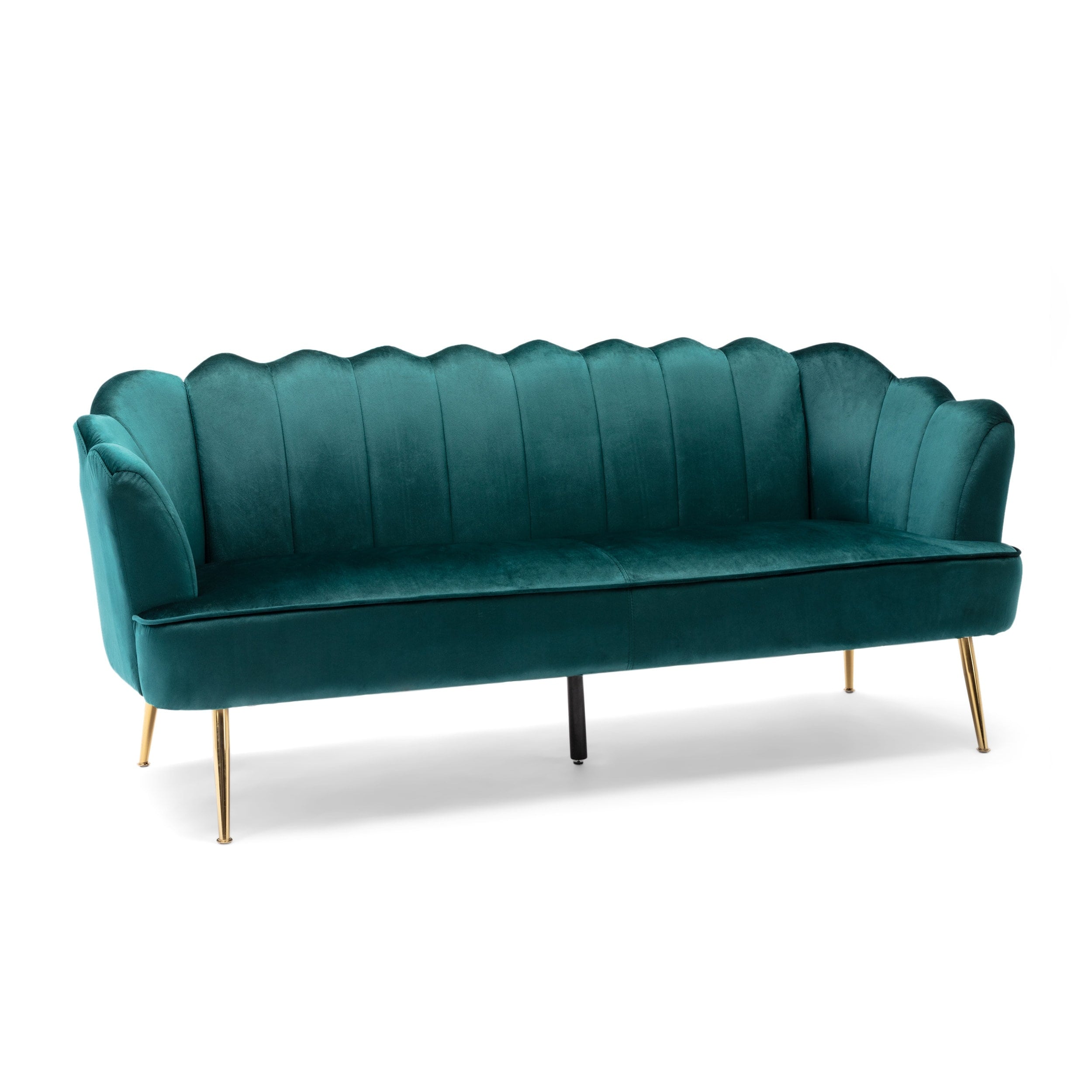 Reitz Glam Velvet Shell 3 Seater Sofa by Christopher Knight Home - 76.25 L x 29.25 W x 33.50 H