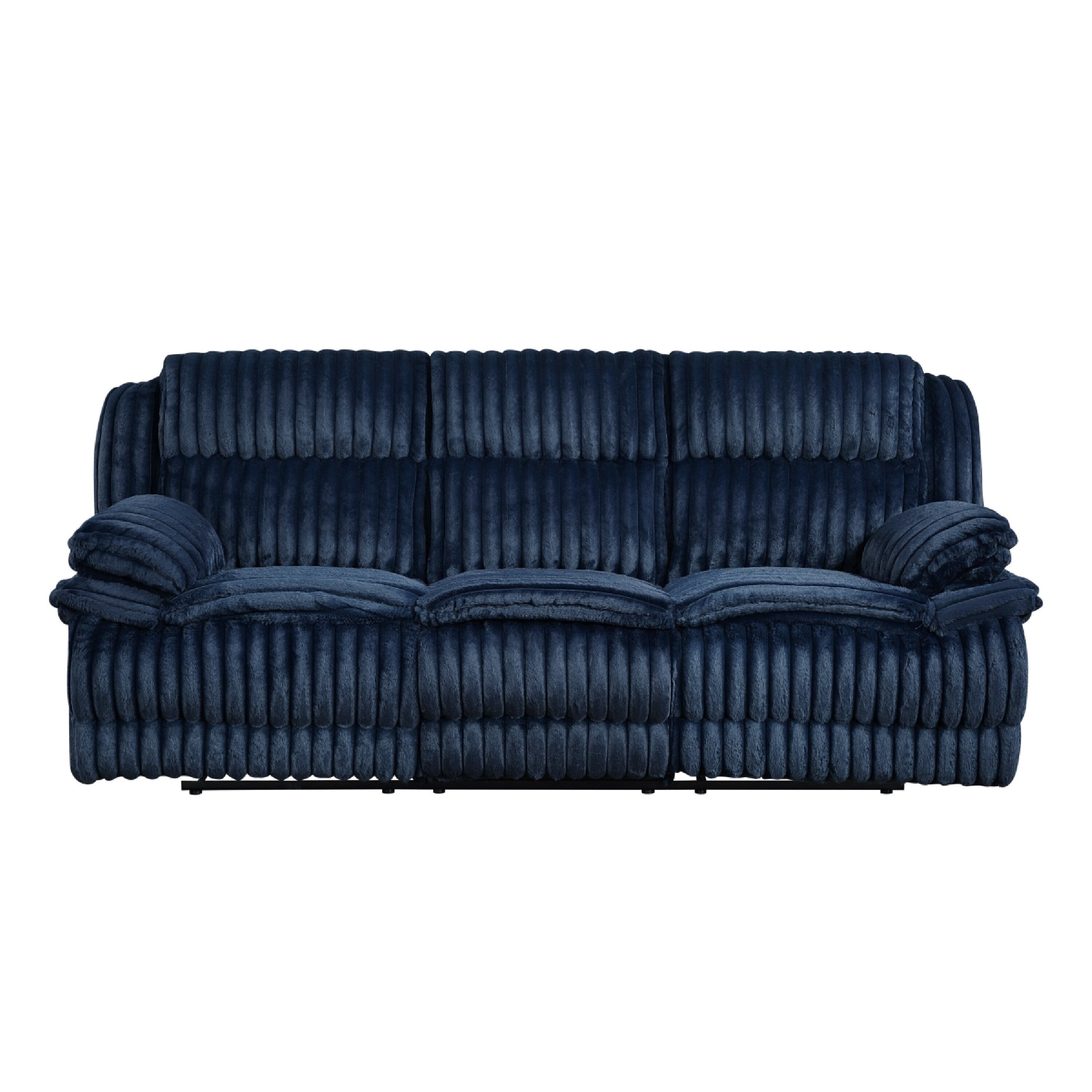Rexy Manual Double Recliner Sofa, Textured Blue Corduroy, 95 Inch