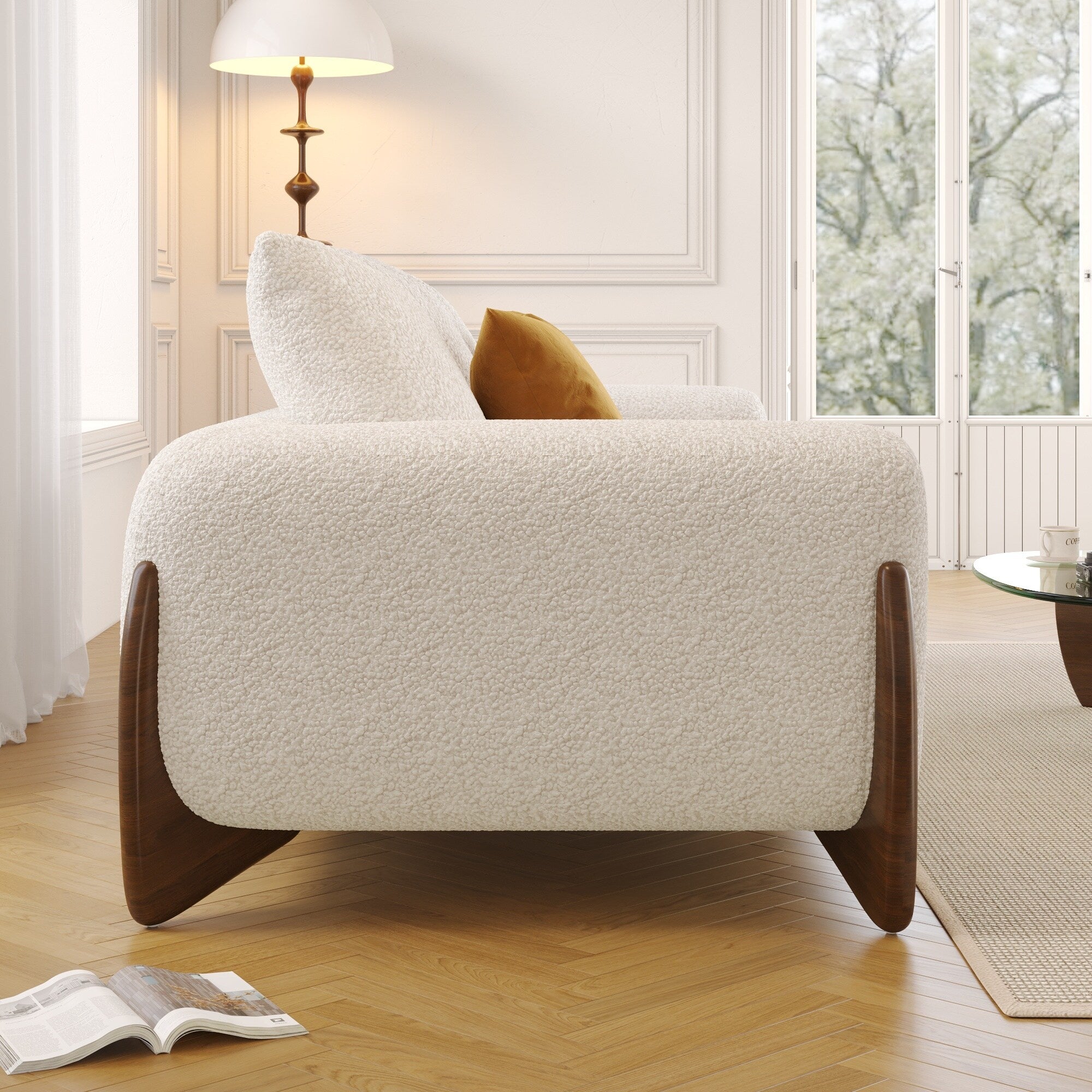 Romision Lambswool Velvet Upholstered Sofa