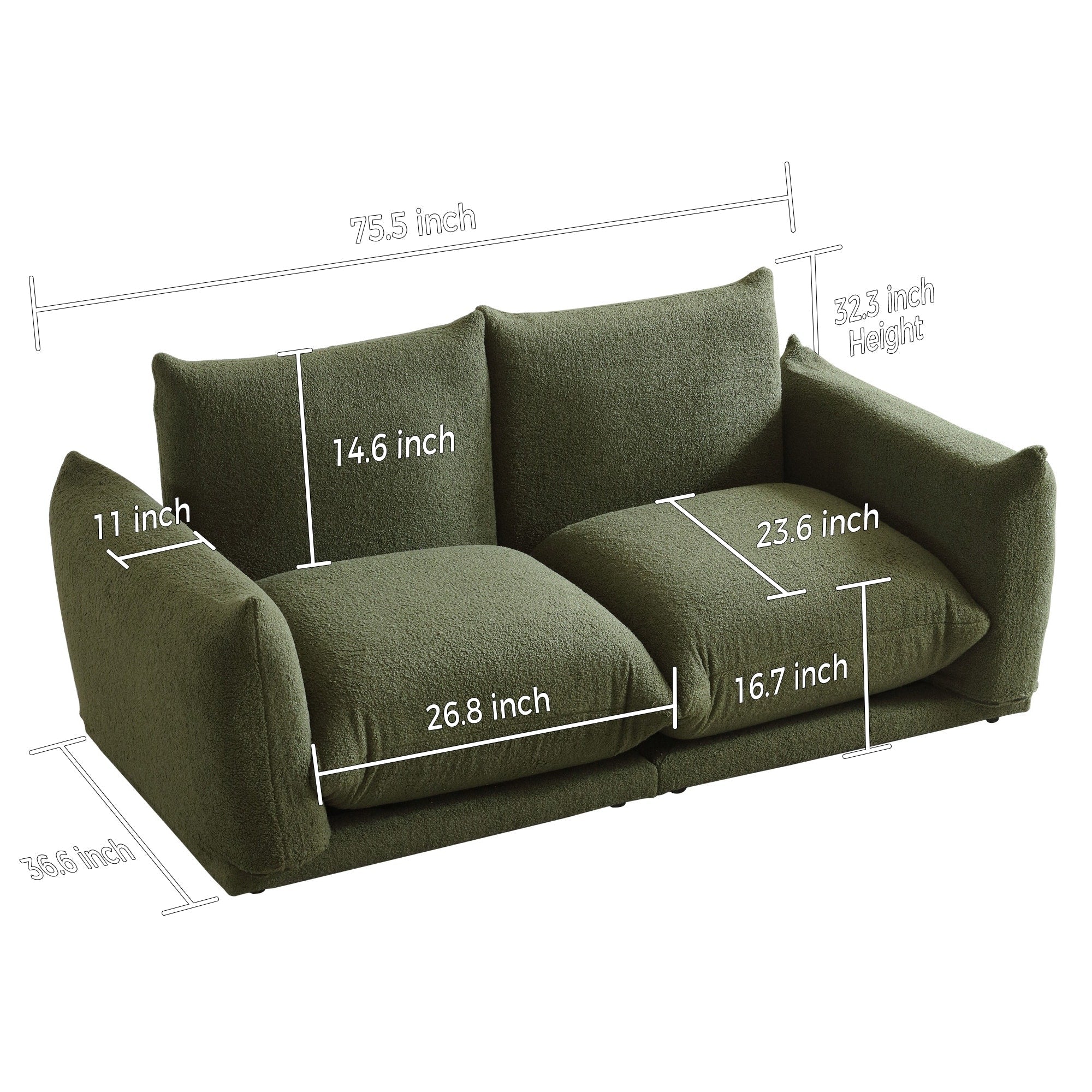 Romision Multi-combination Lambswool Velvet Upholstered Sectional Sofa
