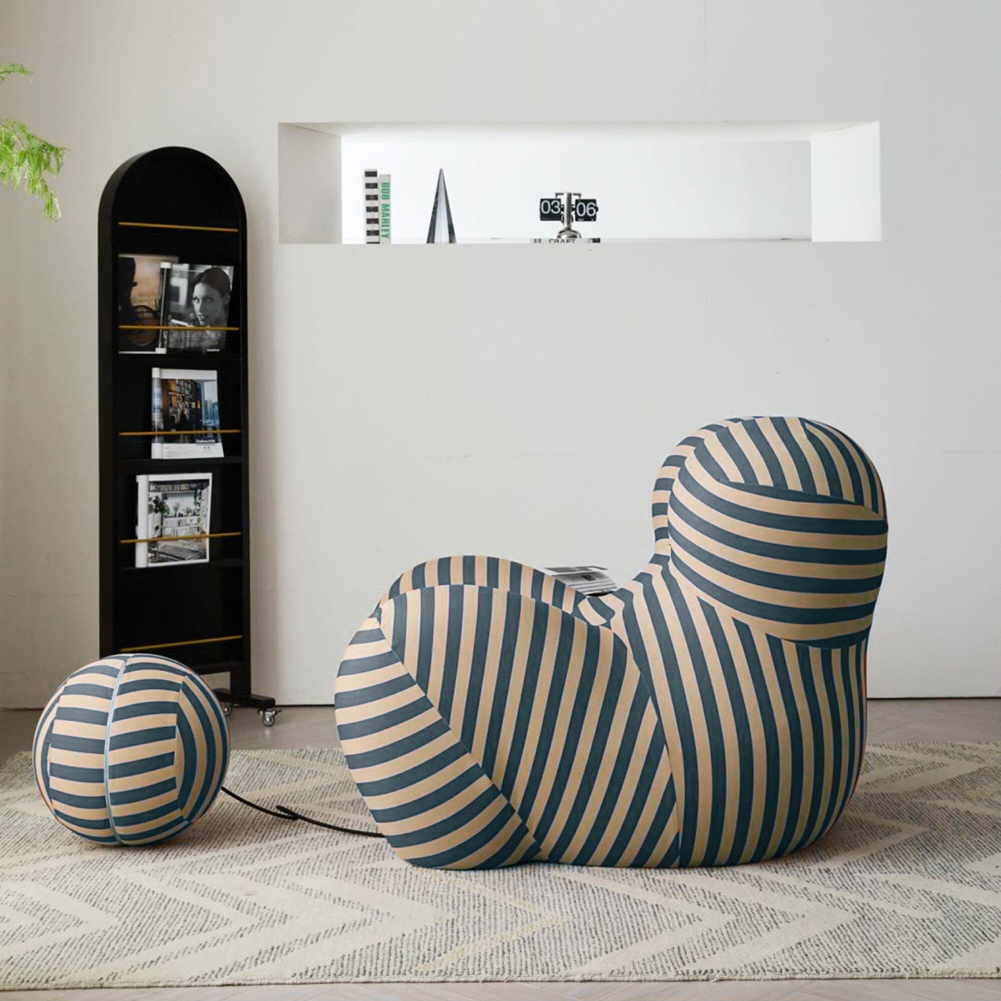 Romision Slope Arm Fabric Curved Sofa