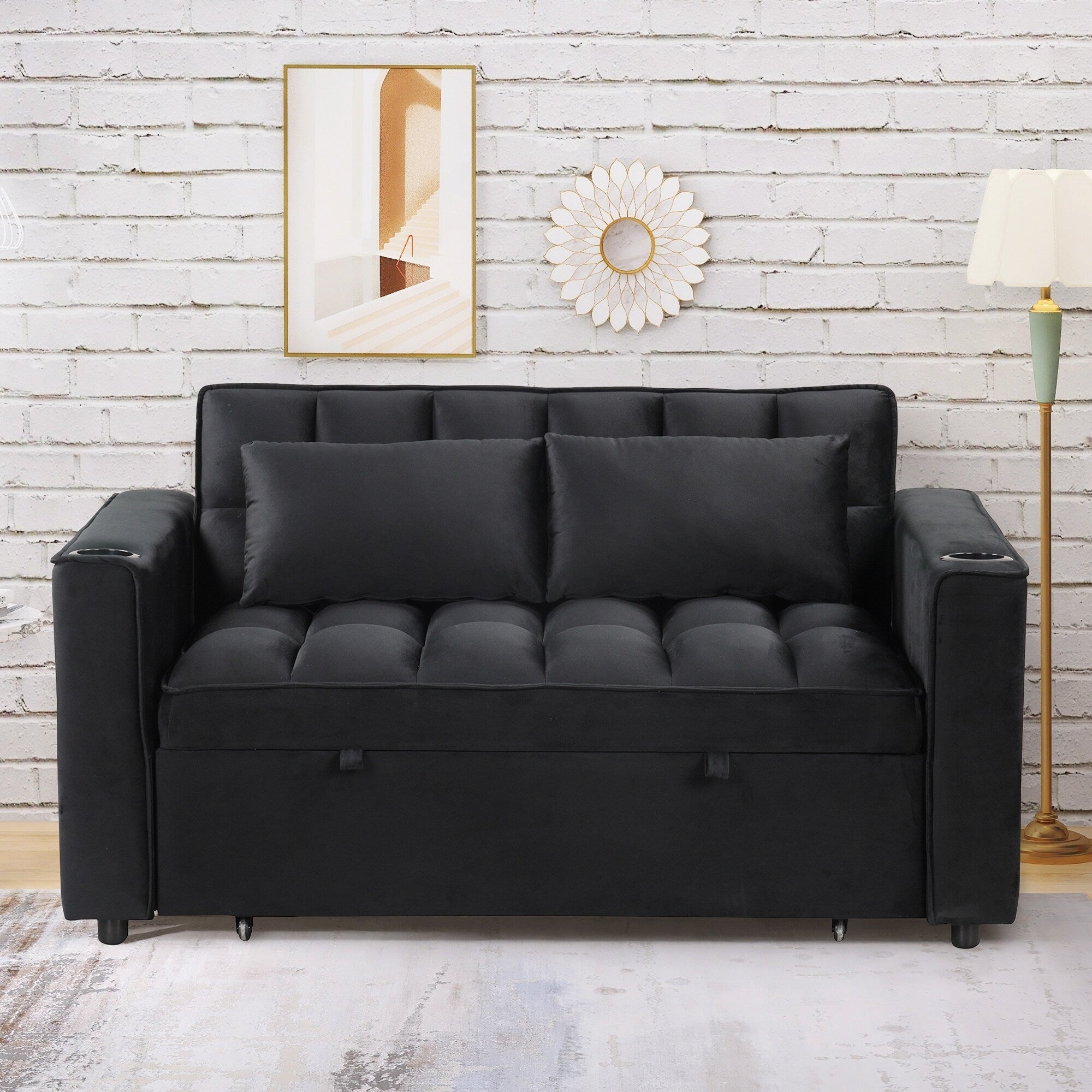 Roomfitters 58 4-1 Multi-functional Sofa Bed with Cup Holder and USB Port for Living Room or Apartments