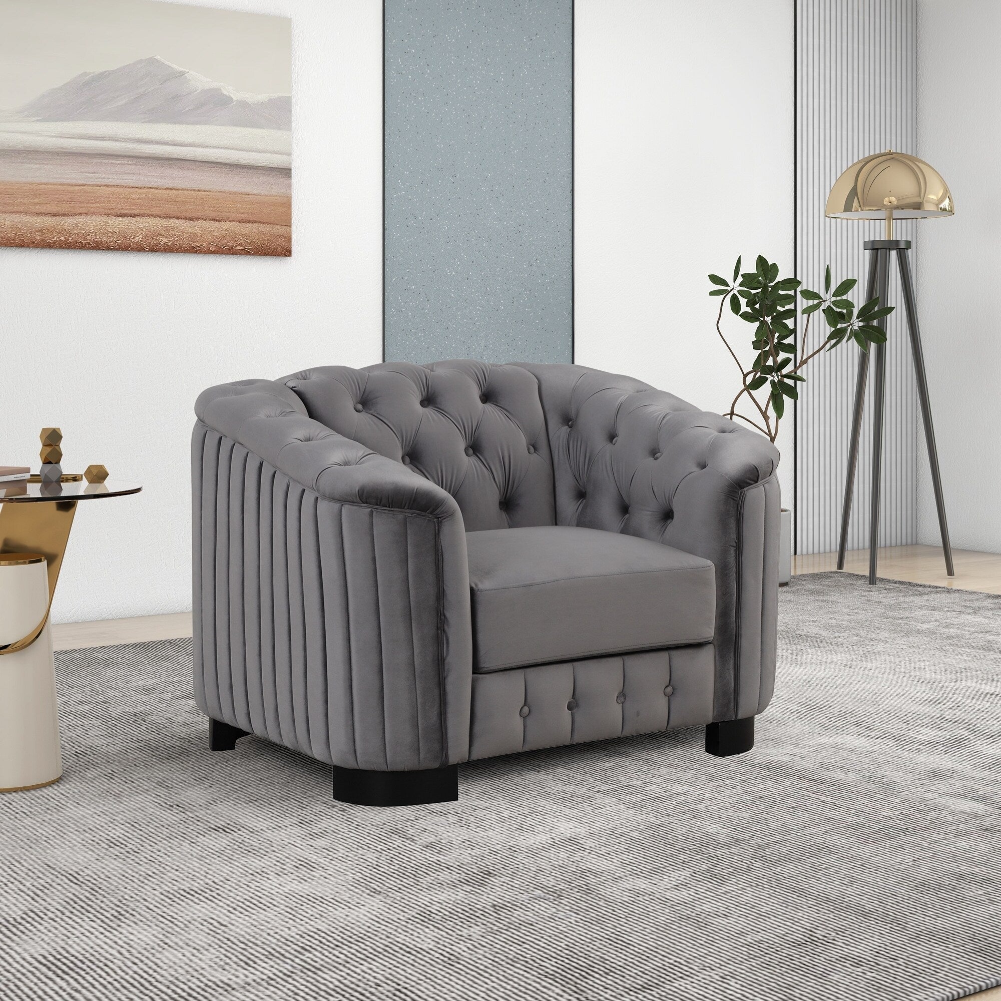 Roomfitters Modern 3-Piece Velvet Sofa Set with Rubber Wood Legs Includes Three-Seat Sofa Loveseat and Chair for Living Room