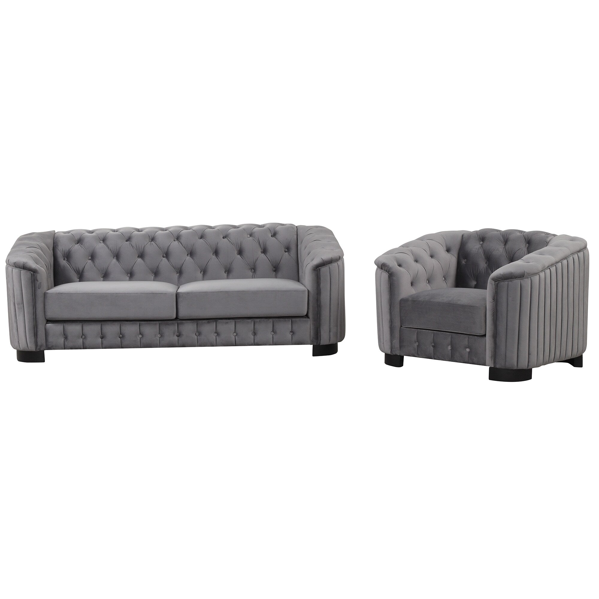 Roomfitters Modern 3-Piece Velvet Sofa Set with Rubber Wood Legs Includes Three-Seat Sofa Loveseat and Chair for Living Room