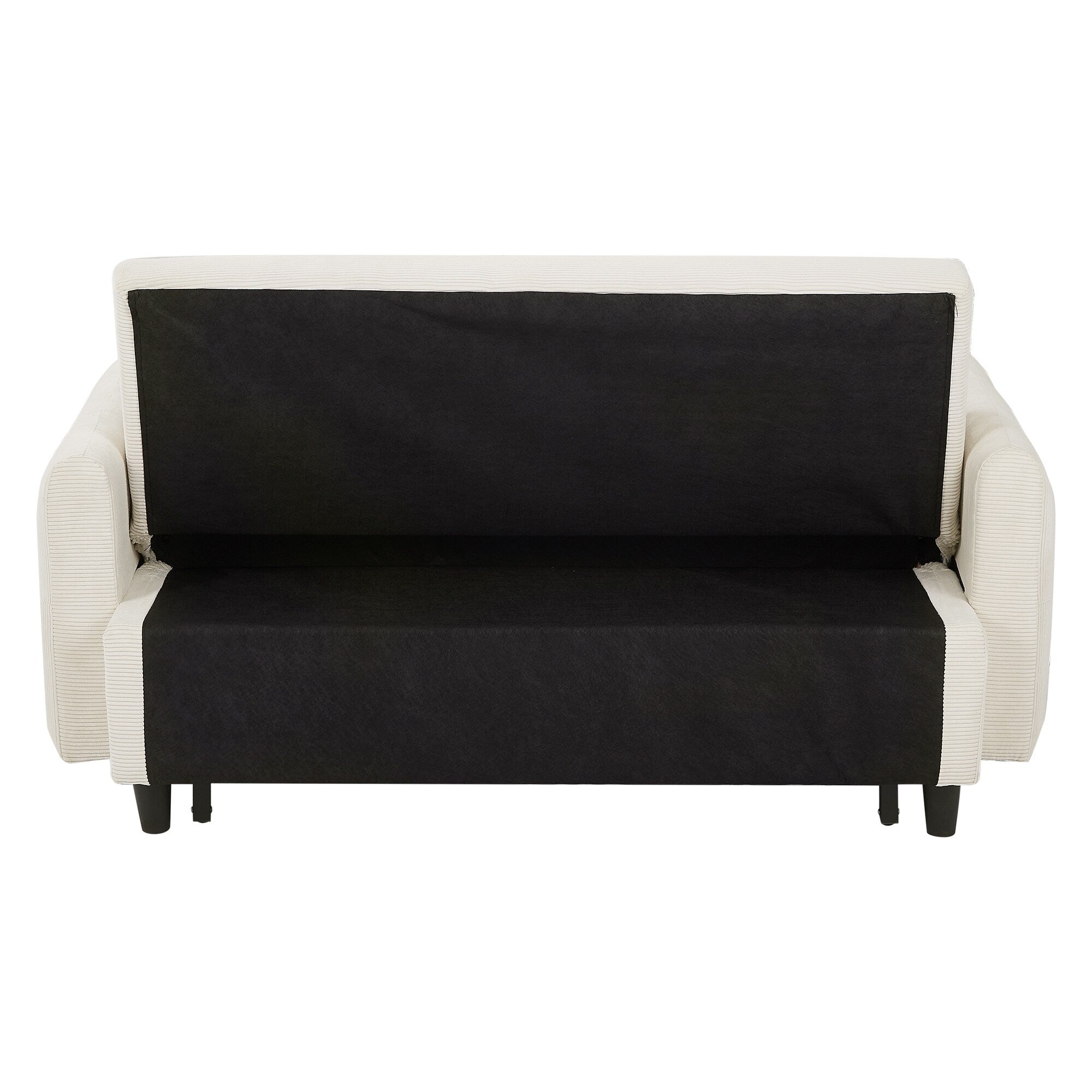 Roomfitters Pull-Out Sofa Bed Convertible 2-Seat Loveseat with Throw Pillows and USB Ports, Modern Sleeper Sofa, Beige