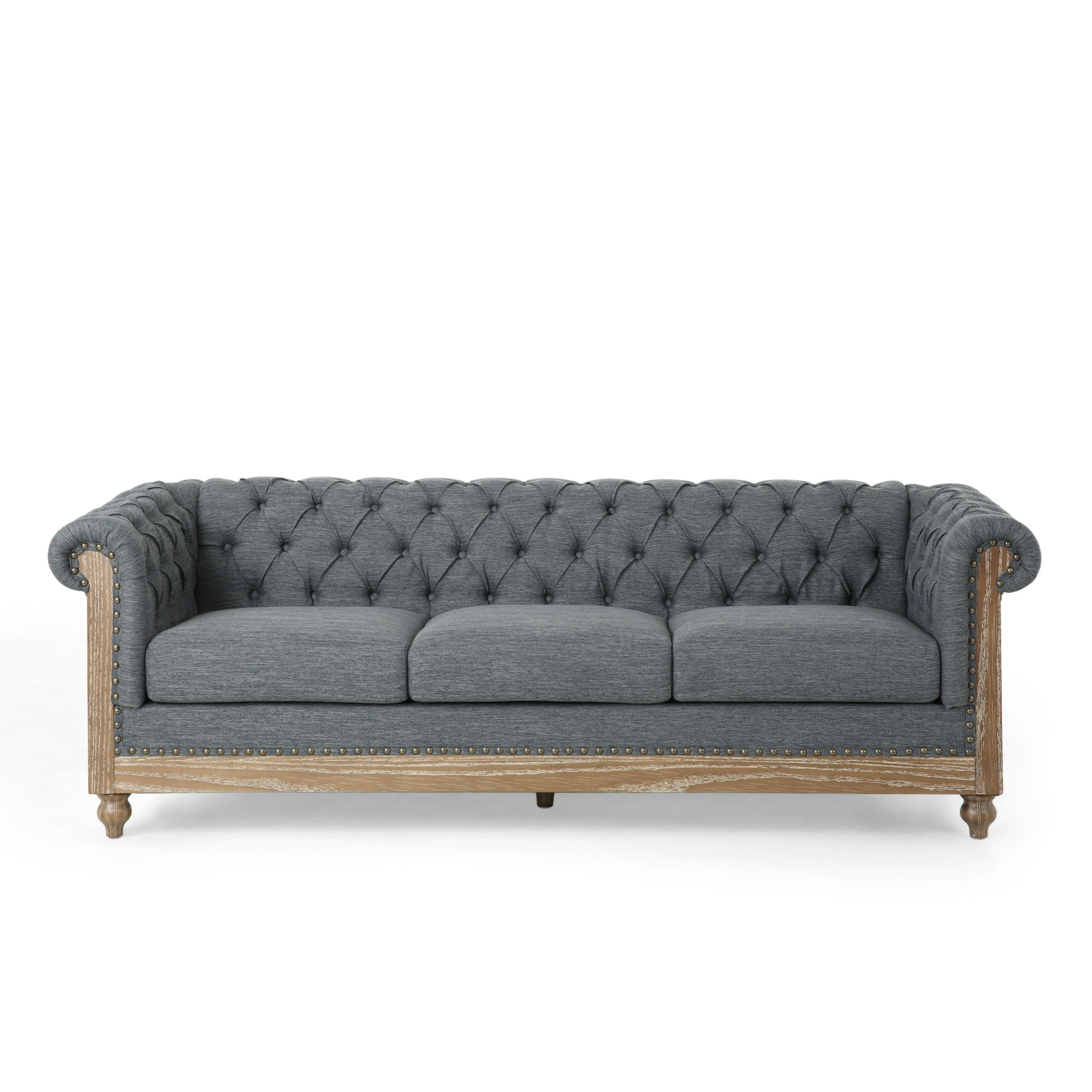 Saragus Chesterfield Sofa with Nailhead Trim by Christopher Knight Home - 85.50 L x 33.25 W x 28.50 H