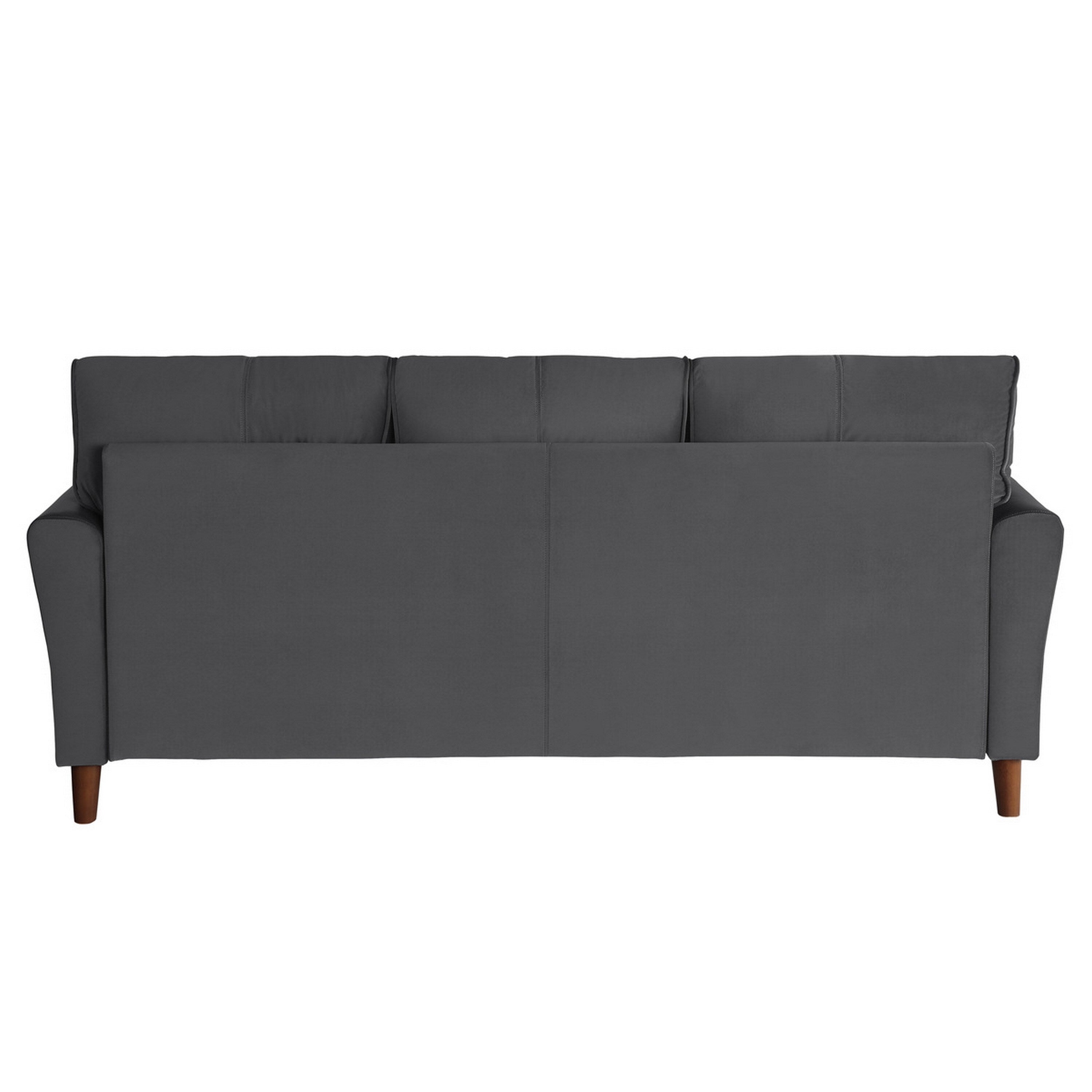 Sarah 80 Inch Sofa, Gray Velvet, Stitch Tufting, Reversible Cushions