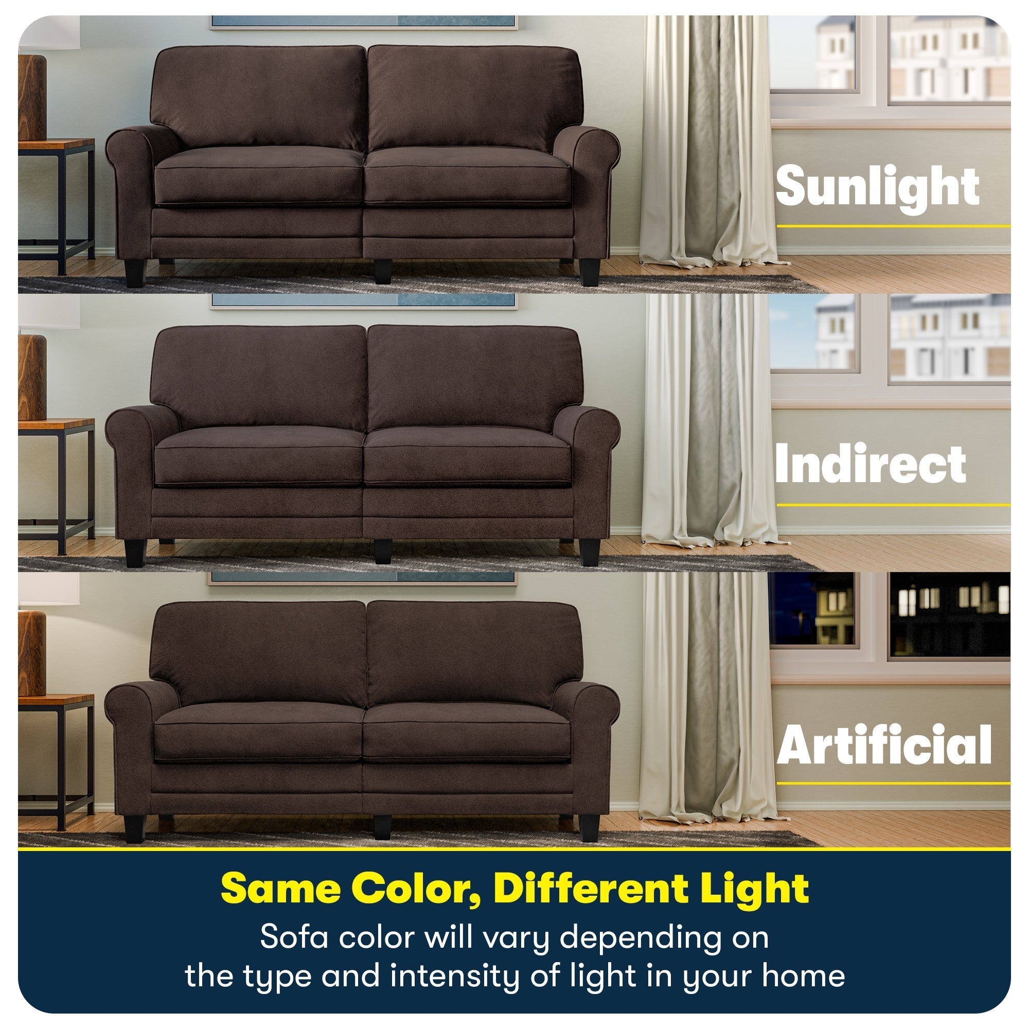 Serta Copenhagen 73 Rolled Arm Sofa, Easy Care Polyester, Soft Pillow Back, Pocket Coil Seat Cushions