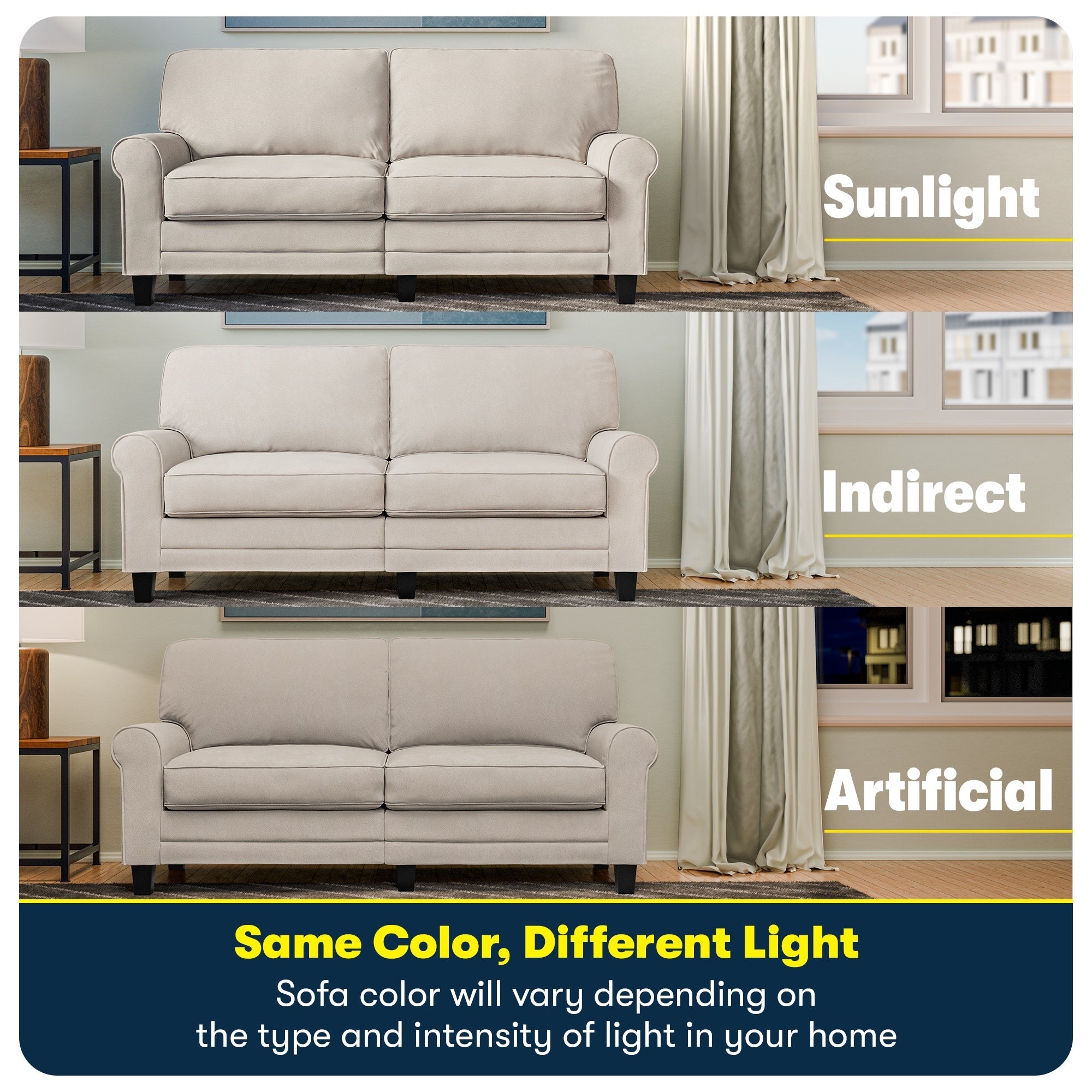 Serta Copenhagen 73 Rolled Arm Sofa, Easy Care Polyester, Soft Pillow Back, Pocket Coil Seat Cushions