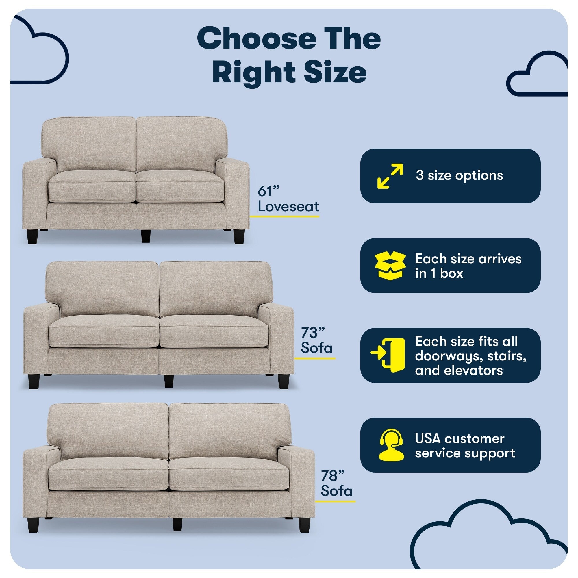 Serta Palisades 73 Track Arm Sofa, Easy Care Polyester, Soft Pillow Back, Pocket Coil Seat Cushions