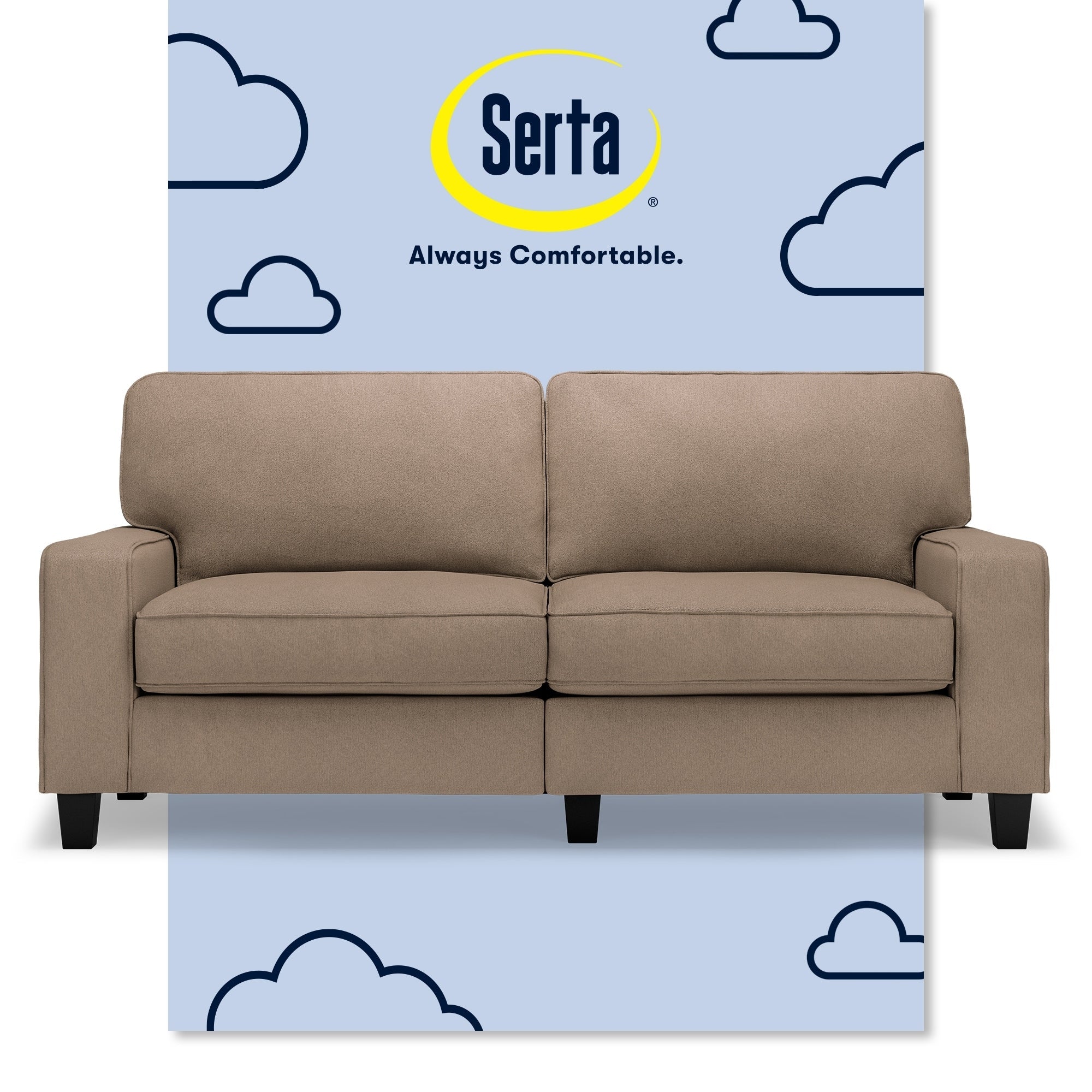 Serta Palisades 73 Track Arm Sofa, Easy Care Polyester, Soft Pillow Back, Pocket Coil Seat Cushions
