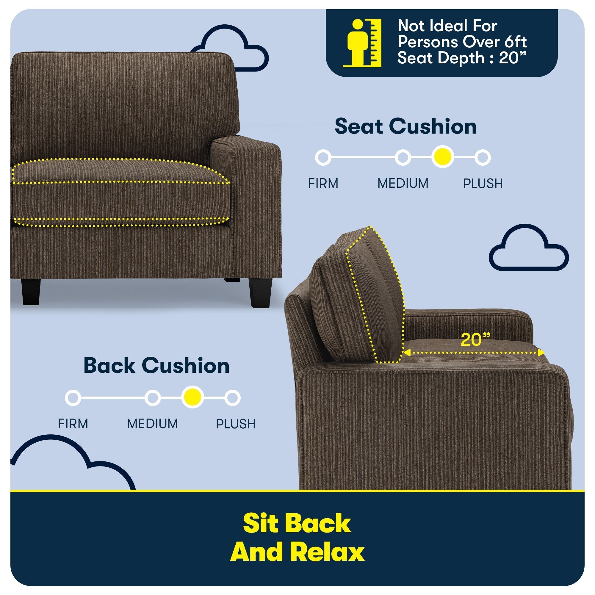 Serta Palisades 73 Track Arm Sofa, Easy Care Polyester, Soft Pillow Back, Pocket Coil Seat Cushions