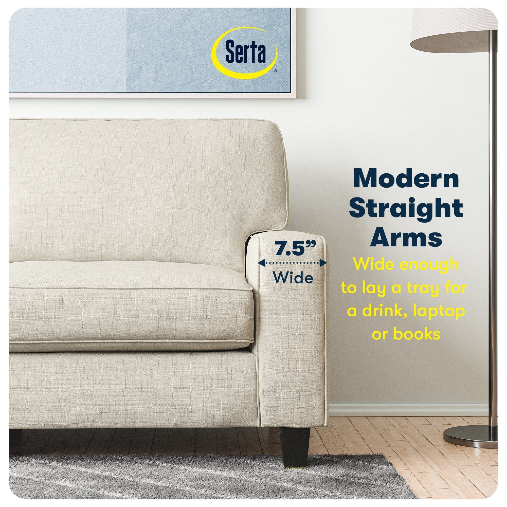Serta Palisades 73 Track Arm Sofa, Easy Care Polyester, Soft Pillow Back, Pocket Coil Seat Cushions