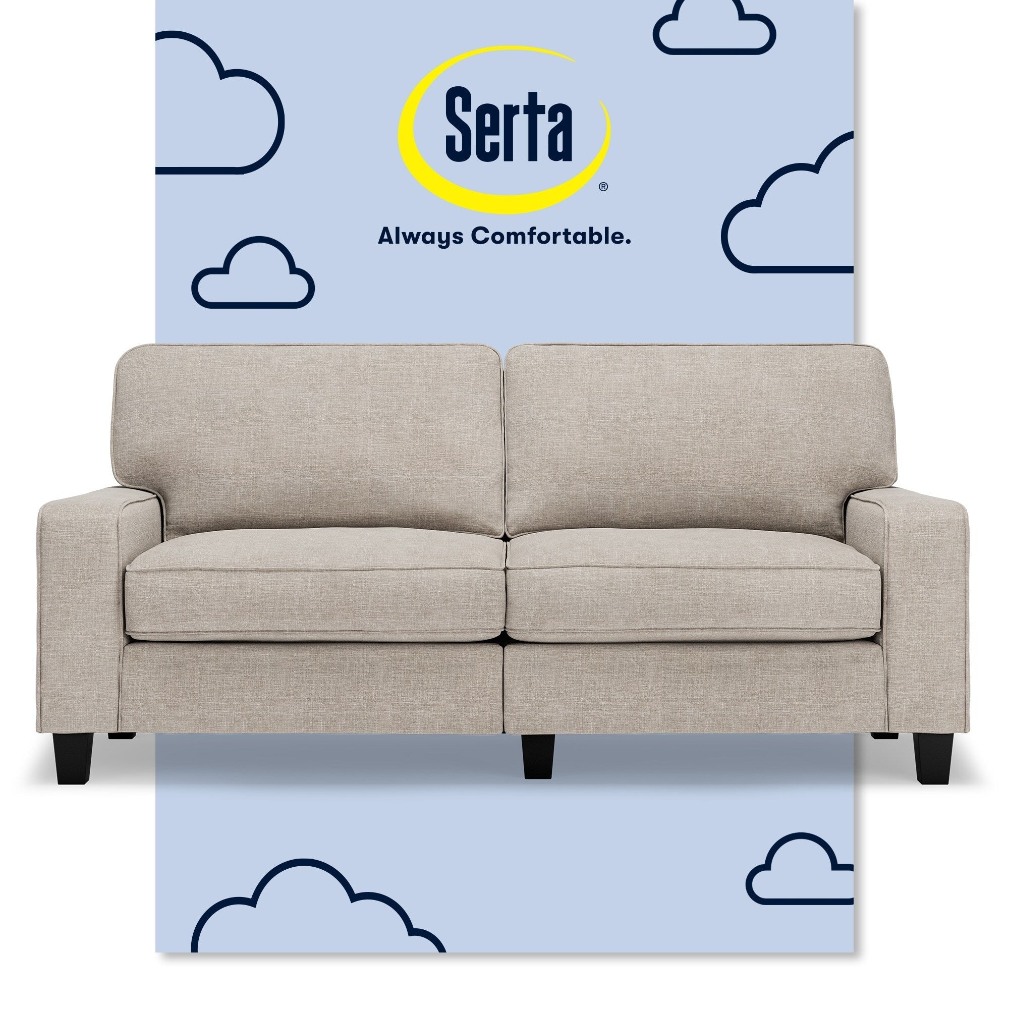 Serta Palisades 73 Track Arm Sofa, Easy Care Polyester, Soft Pillow Back, Pocket Coil Seat Cushions