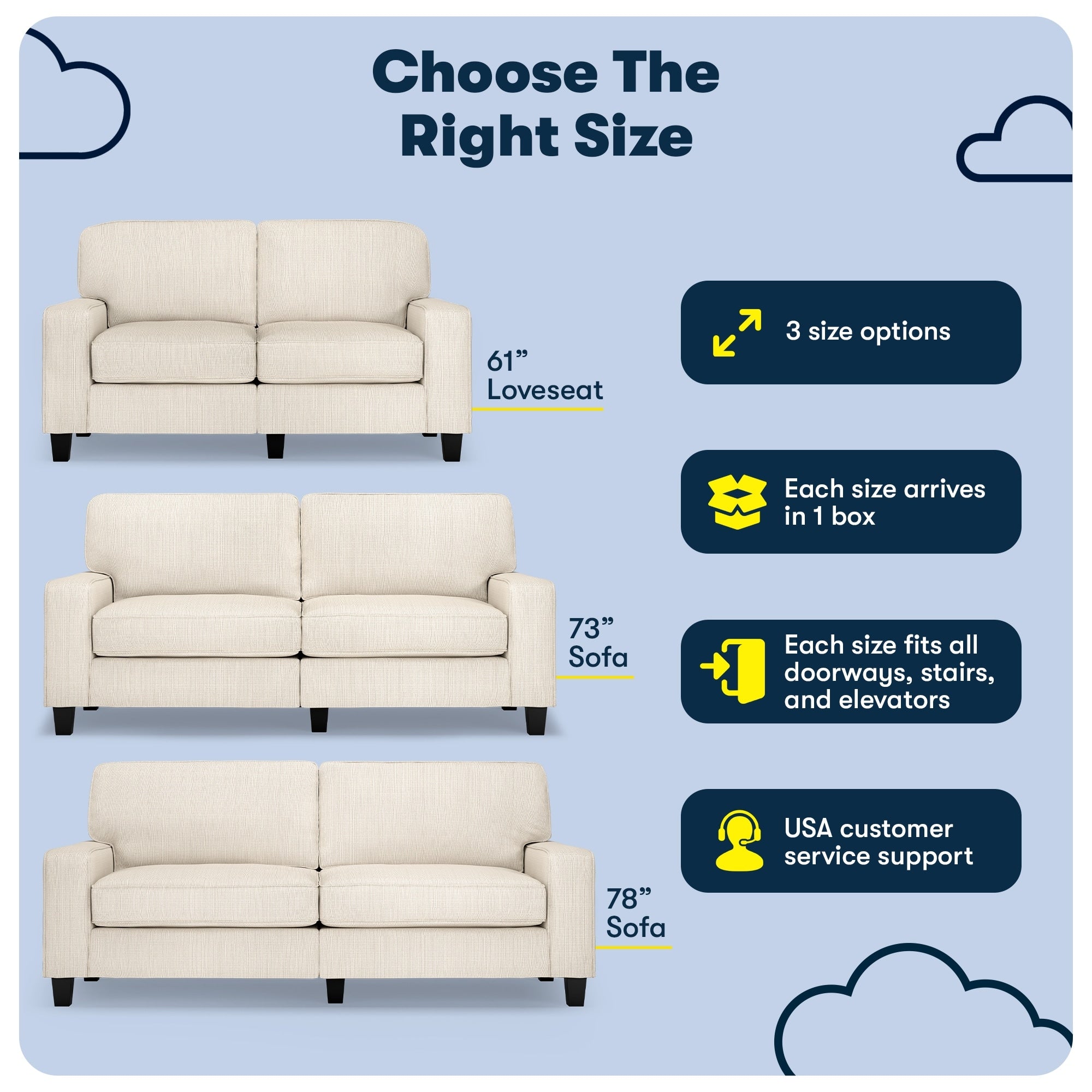 Serta Palisades 73 Track Arm Sofa, Easy Care Polyester, Soft Pillow Back, Pocket Coil Seat Cushions