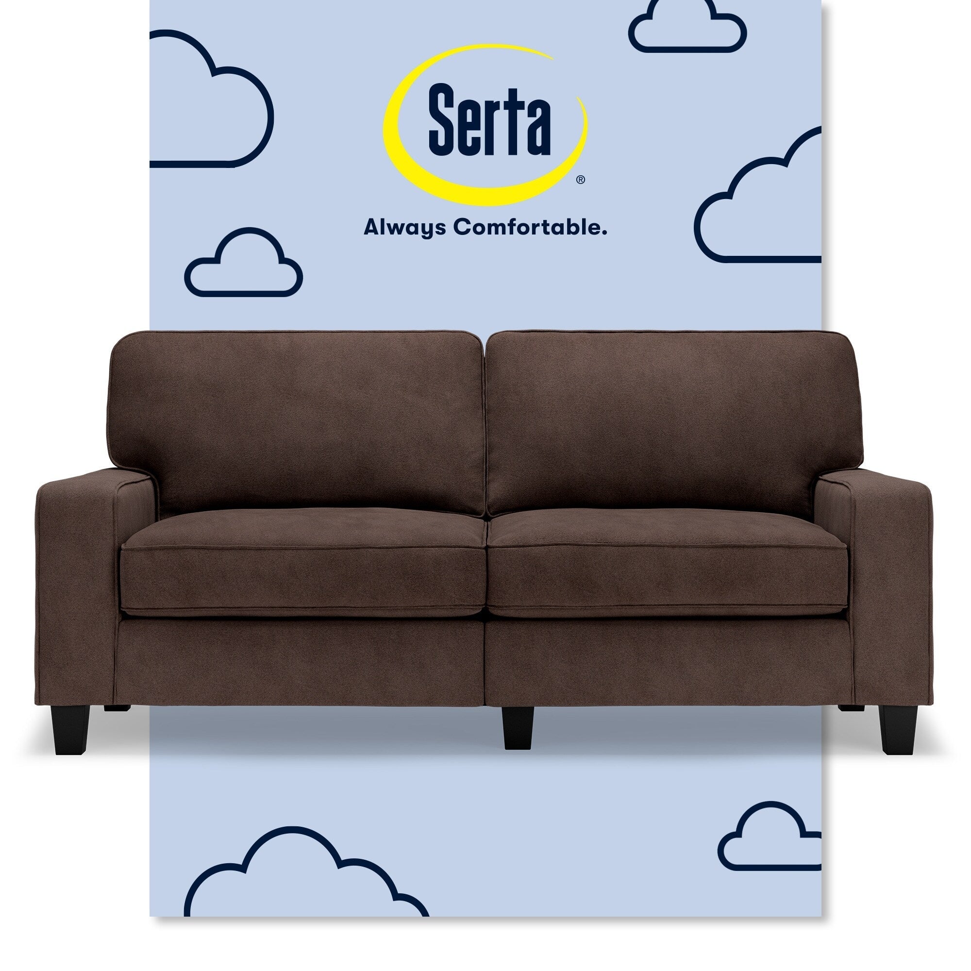 Serta Palisades 73 Track Arm Sofa, Easy Care Polyester, Soft Pillow Back, Pocket Coil Seat Cushions