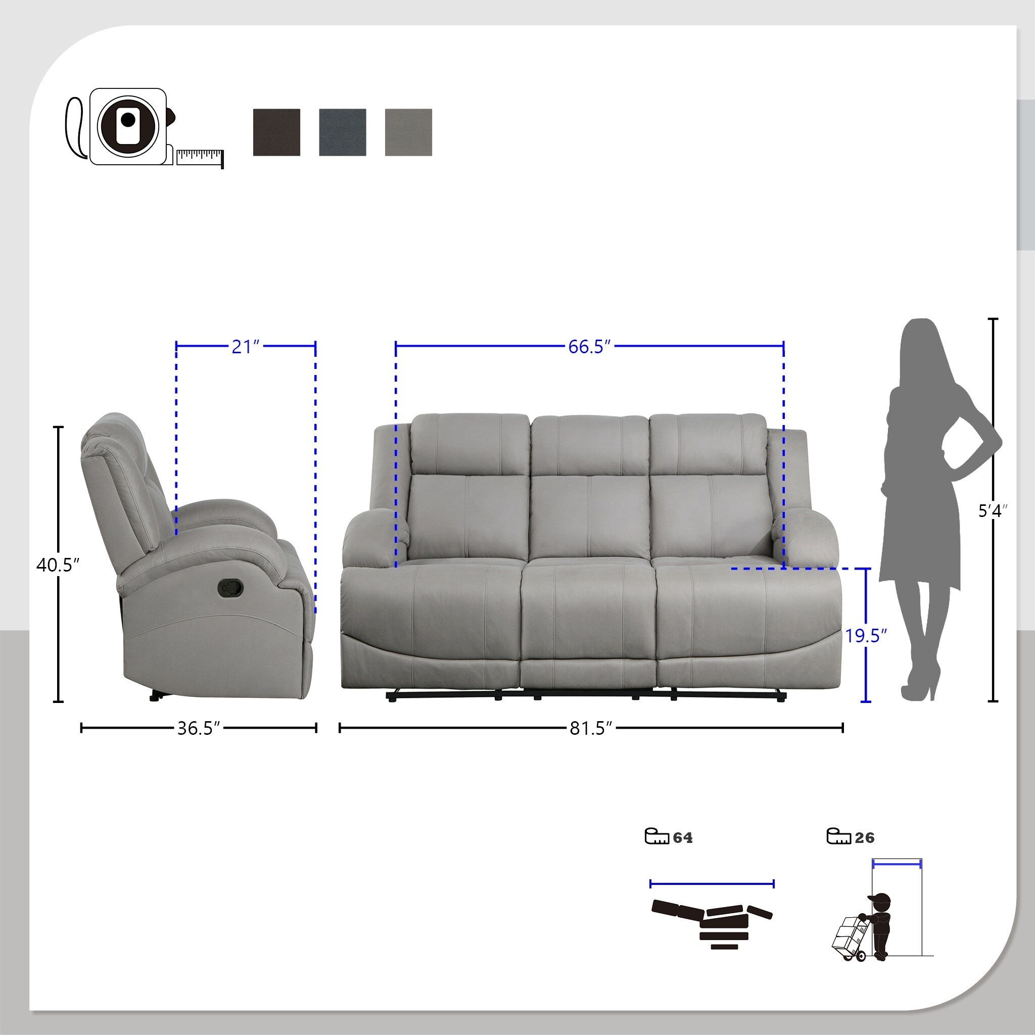 Sherwood Manual Double Reclining Sofa