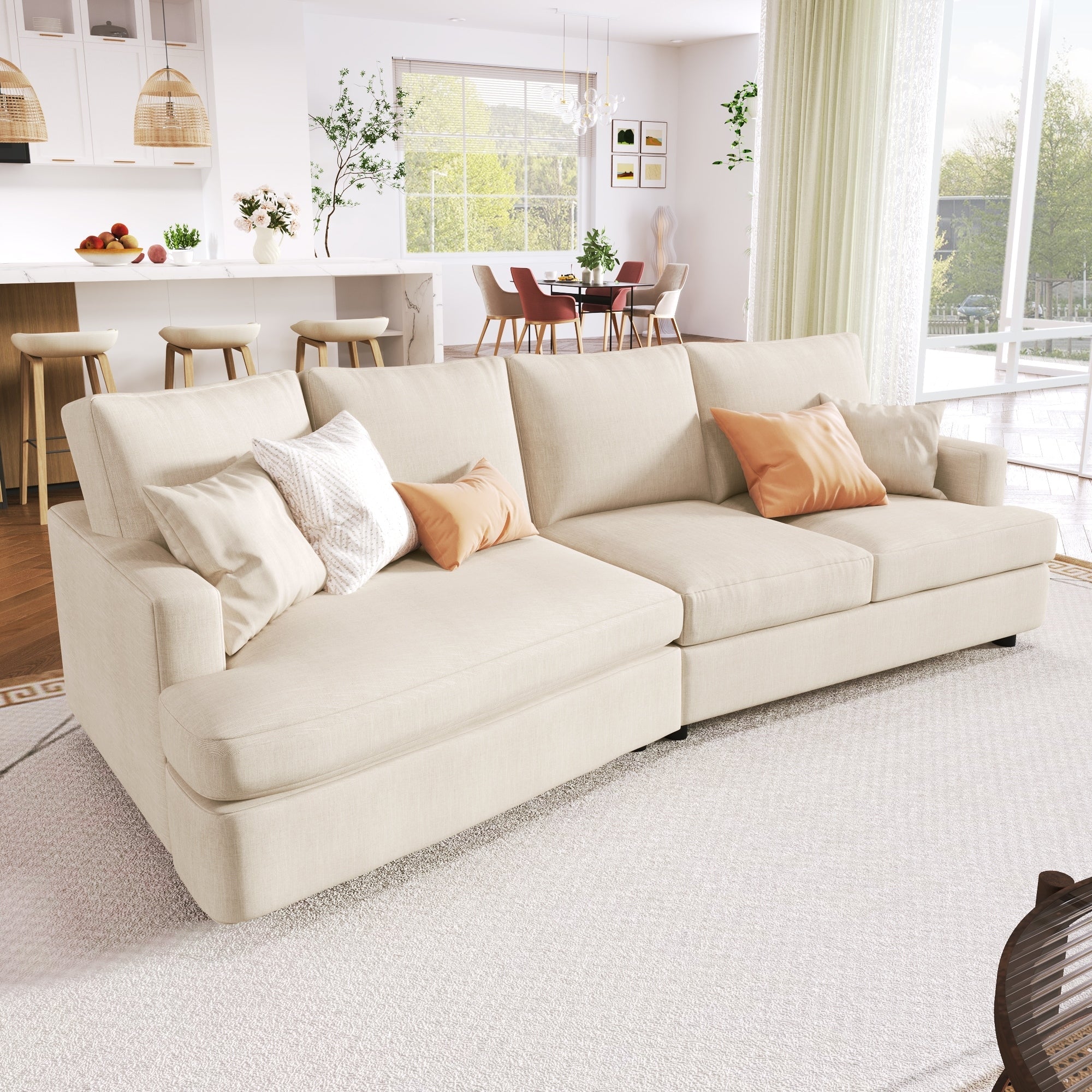 Sofa with Removable Back and Seat Cushions and 2 pillows