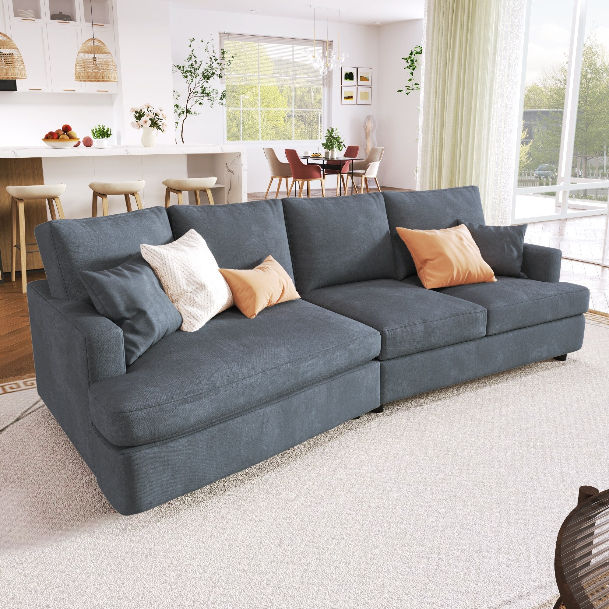 Sofa with Removable Back and Seat Cushions and 2 pillows