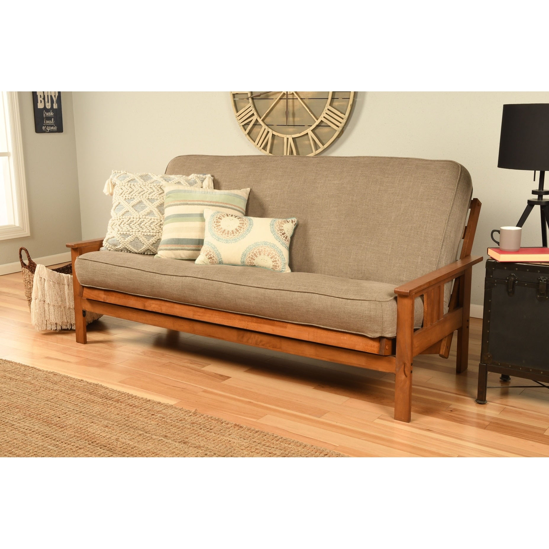 Somette Monterey Sofa in Barbados Finish with Removable Linen Mattress Cover