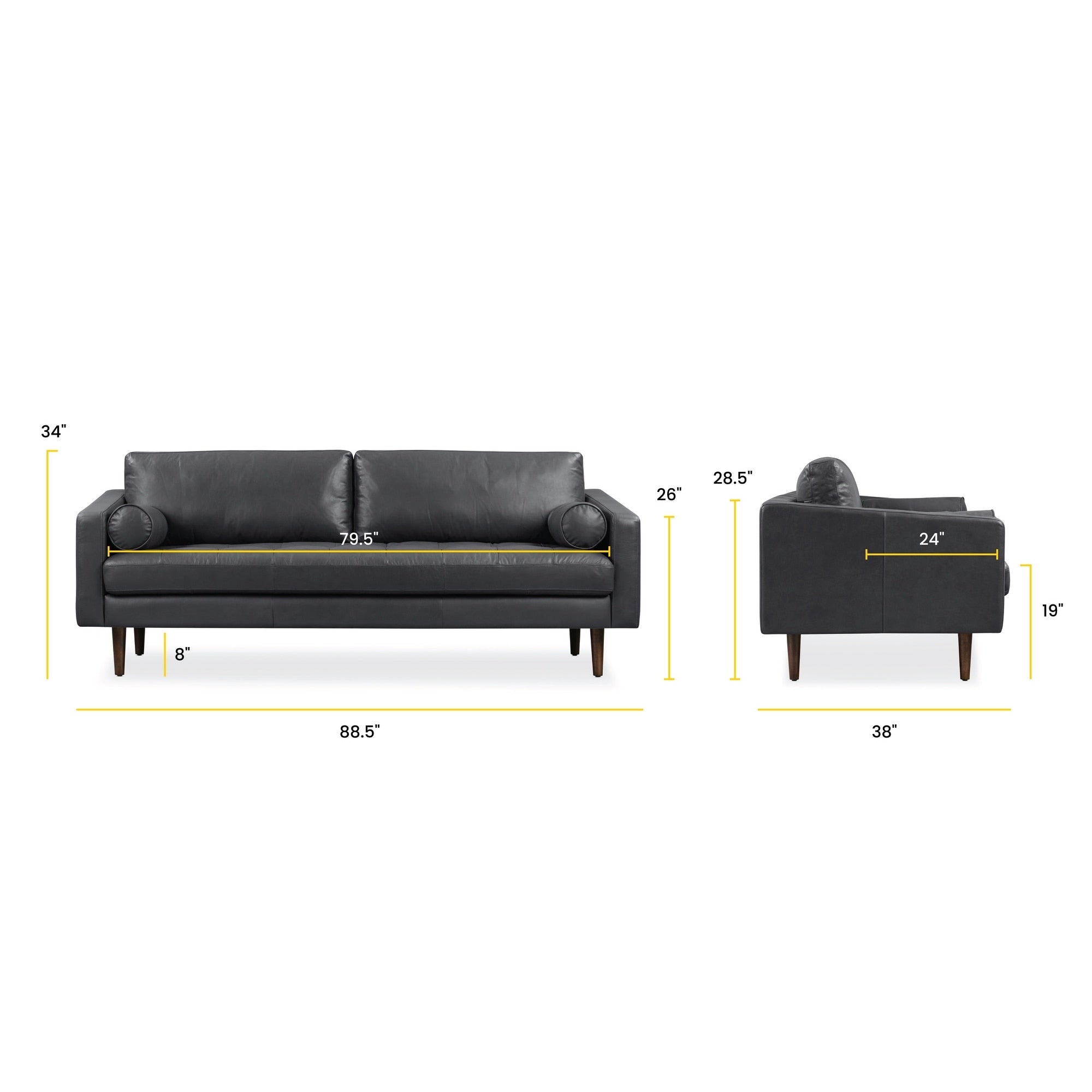 Poly & Bark Napa 88.5 Sofa - Genuine Italian Leather