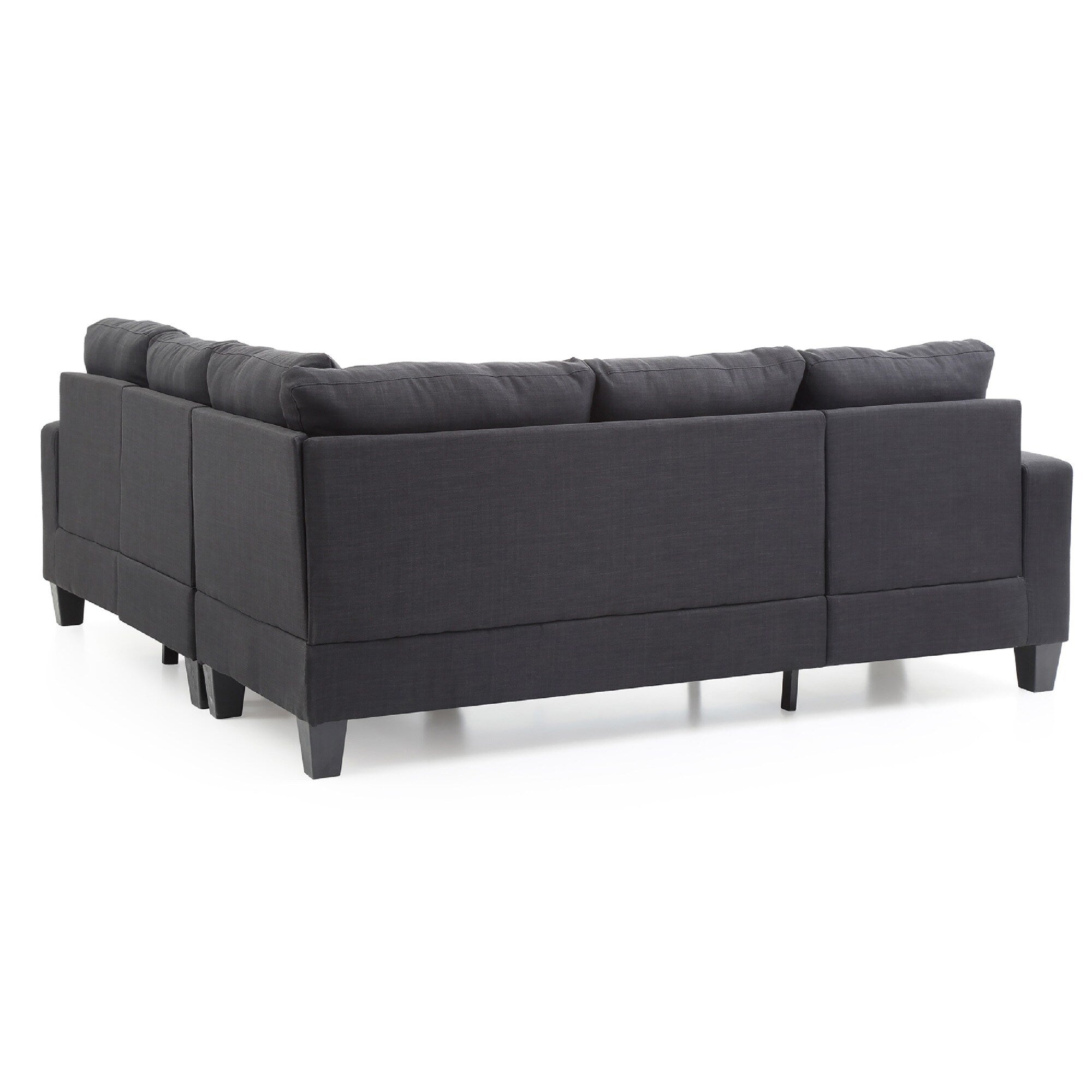 Tufted Twill L Shape Sectional Sofa - 82 - Black