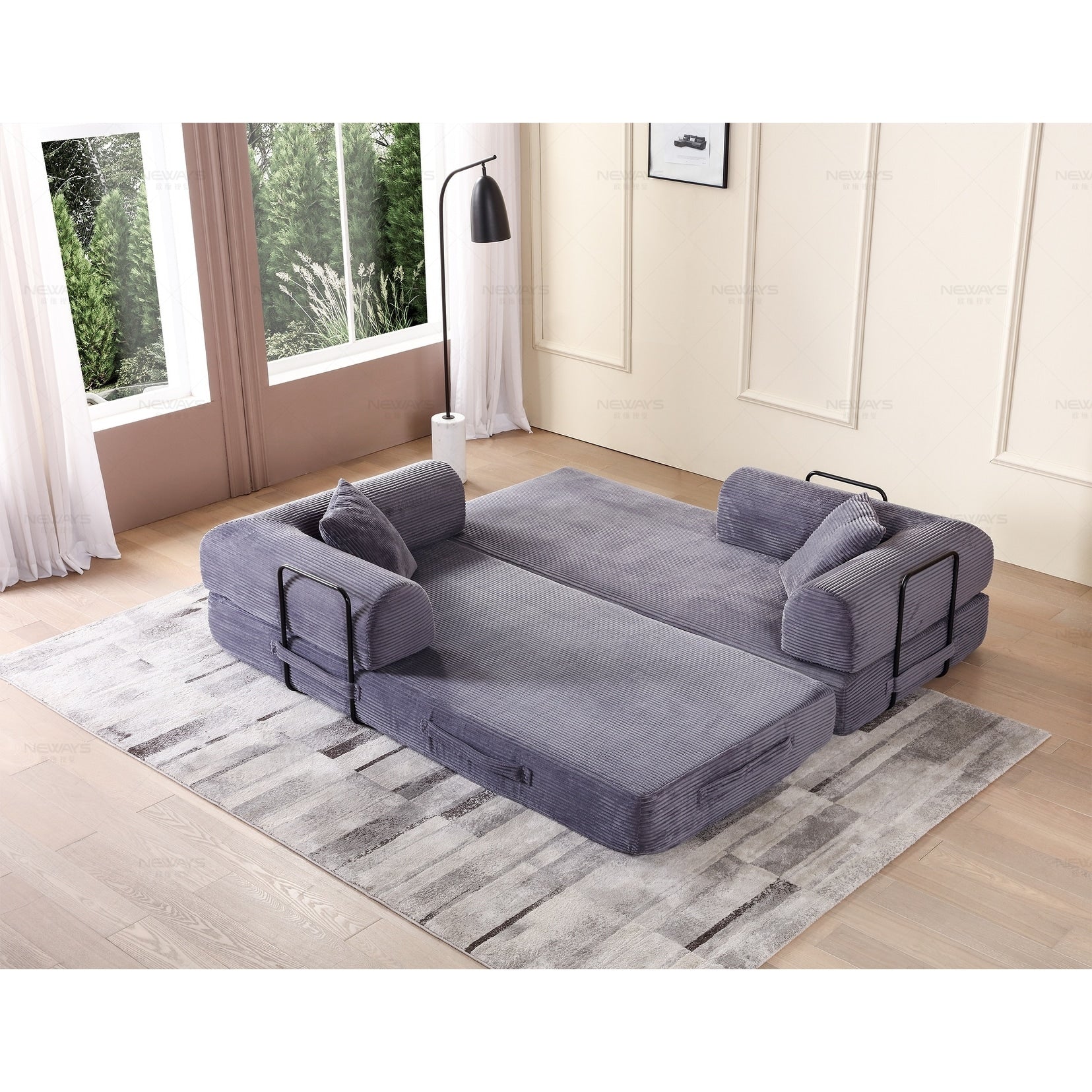 Twilight 2 - Piece Convertible Sleeper Sofa Bed, Corduroy Folding Mattress Couch with Fixed-Shape Framefor Cozy Living Spaces