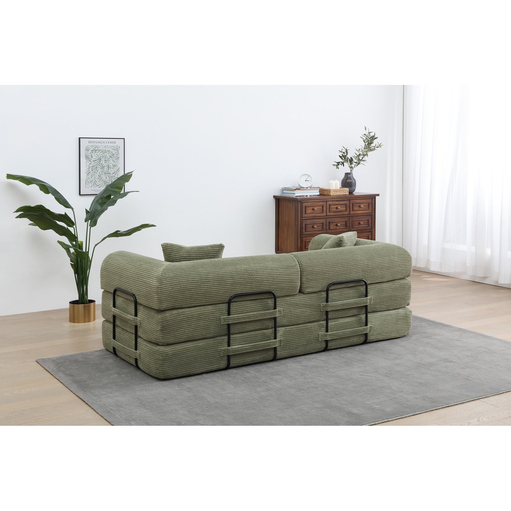 Twilight 2 - Piece Convertible Sleeper Sofa Bed, Corduroy Folding Mattress Couch with Fixed-Shape Framefor Cozy Living Spaces