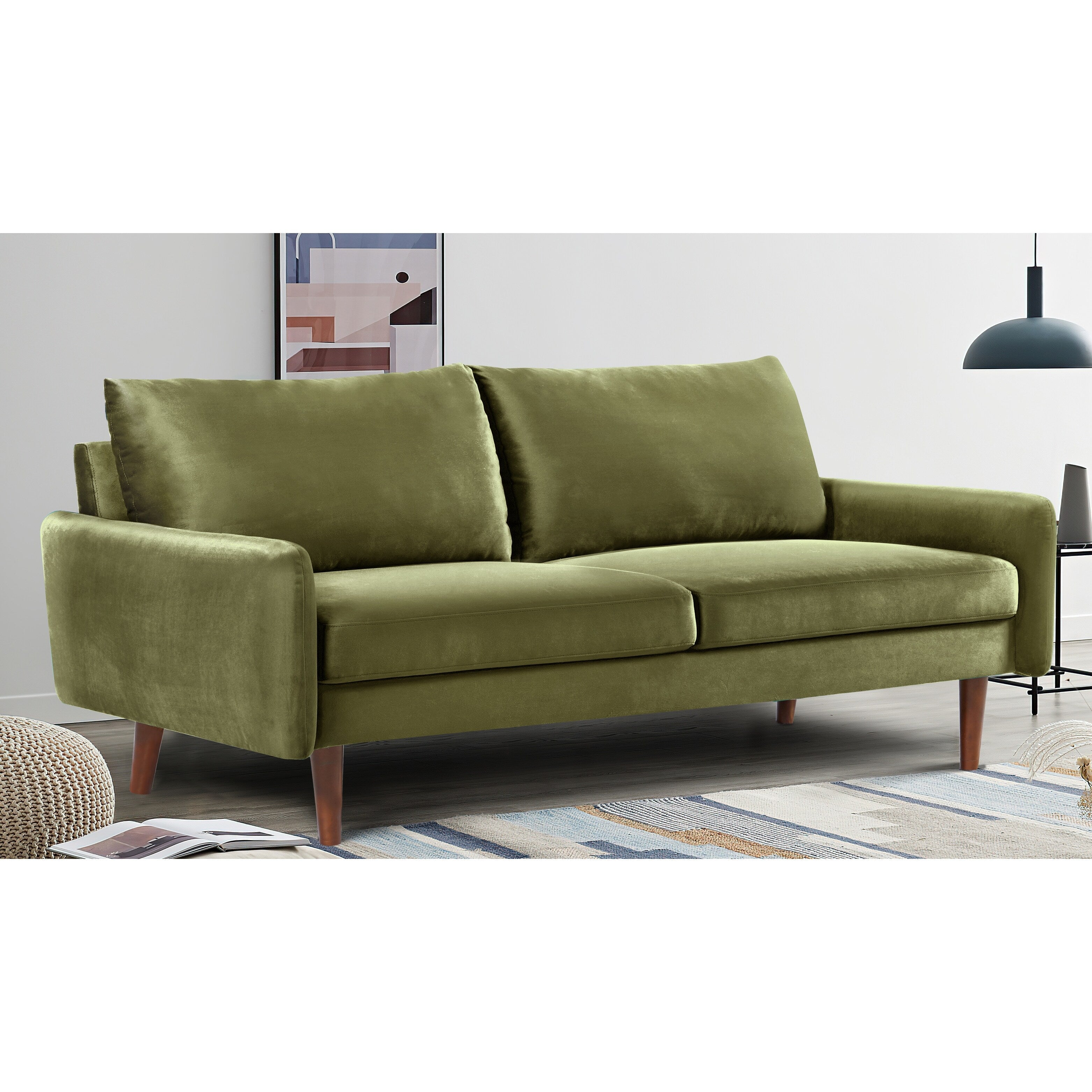 US Pride Furnitirue 70''W Tapered-Leg Velvet Sofa