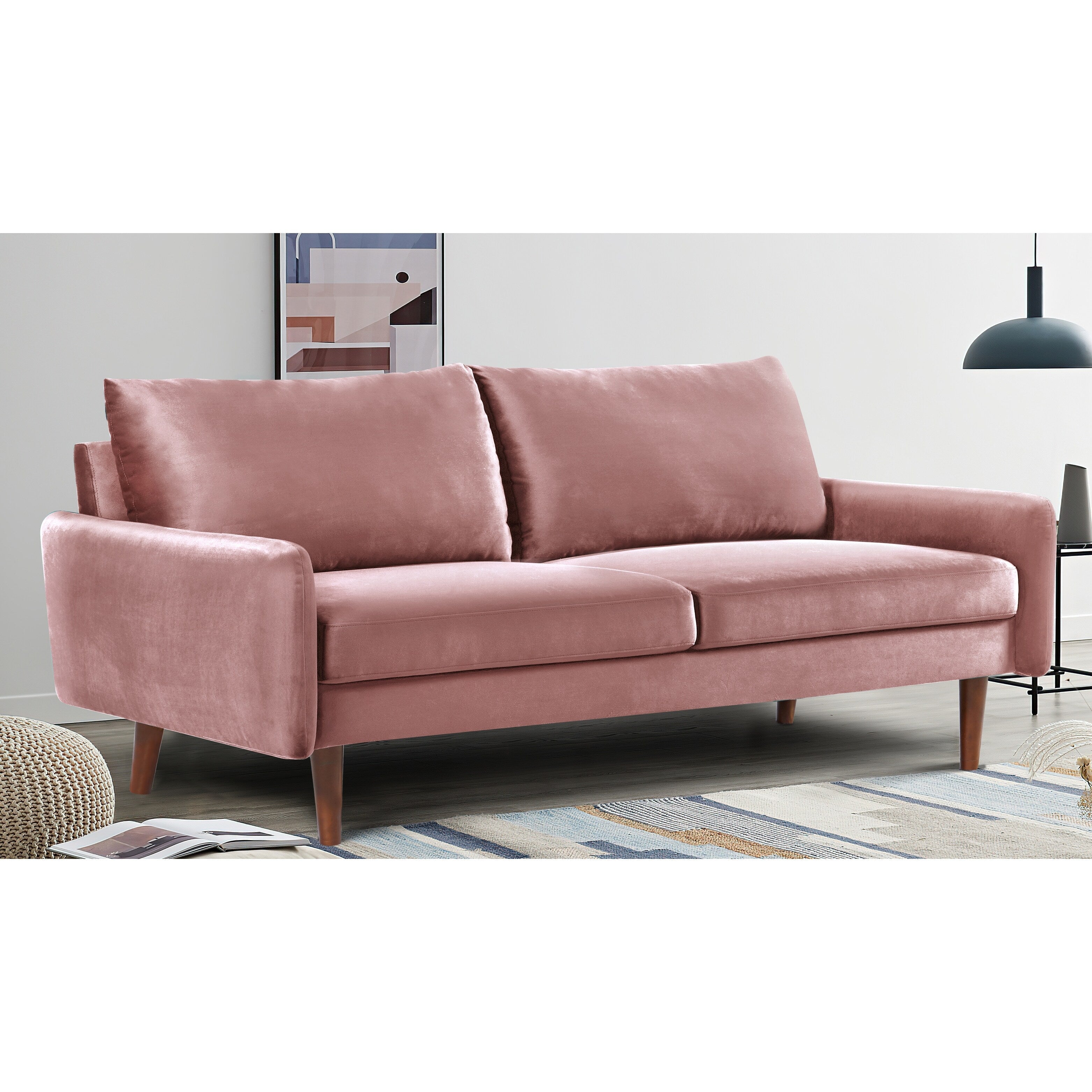 US Pride Furnitirue 70''W Tapered-Leg Velvet Sofa