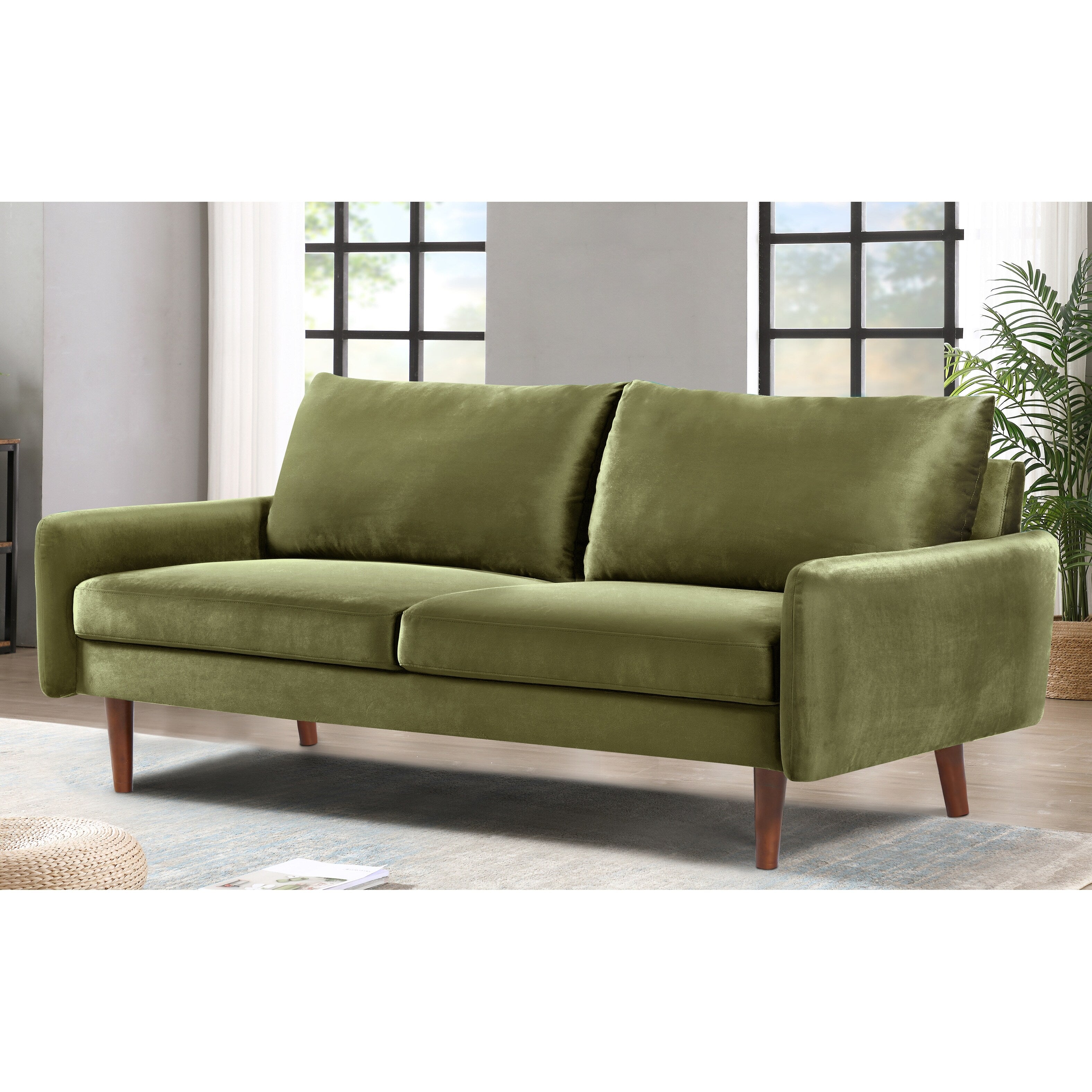 US Pride Furnitirue 70''W Tapered-Leg Velvet Sofa